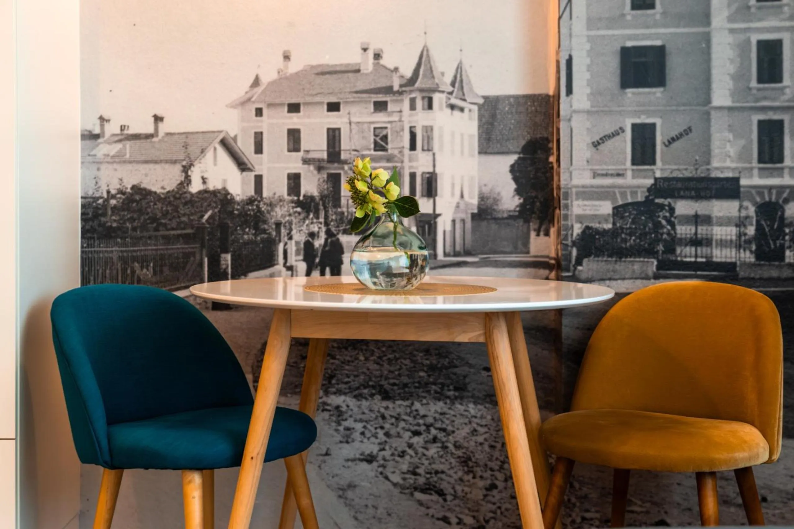 Seating area in goldfinger + suites