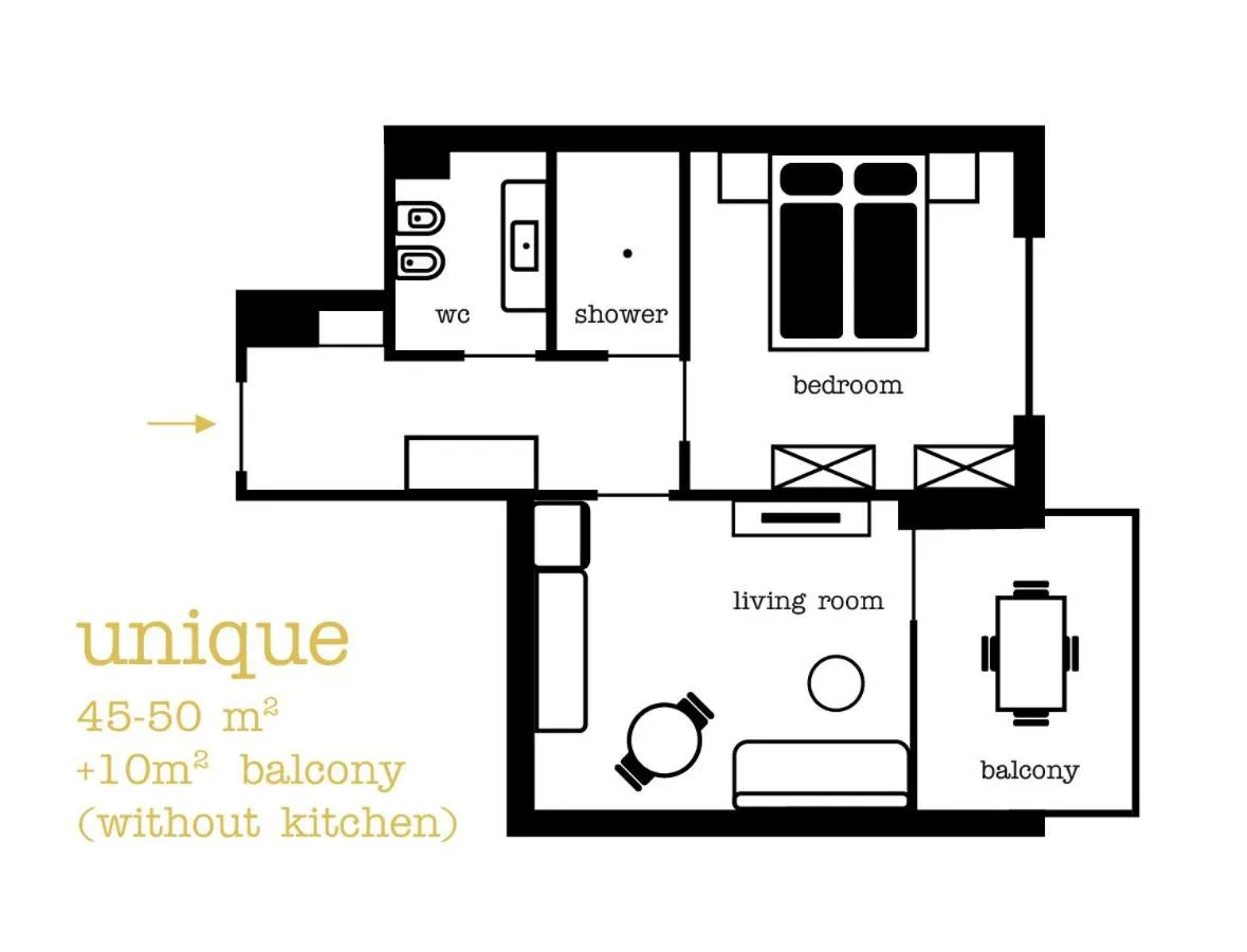 Floor plan in goldfinger + suites
