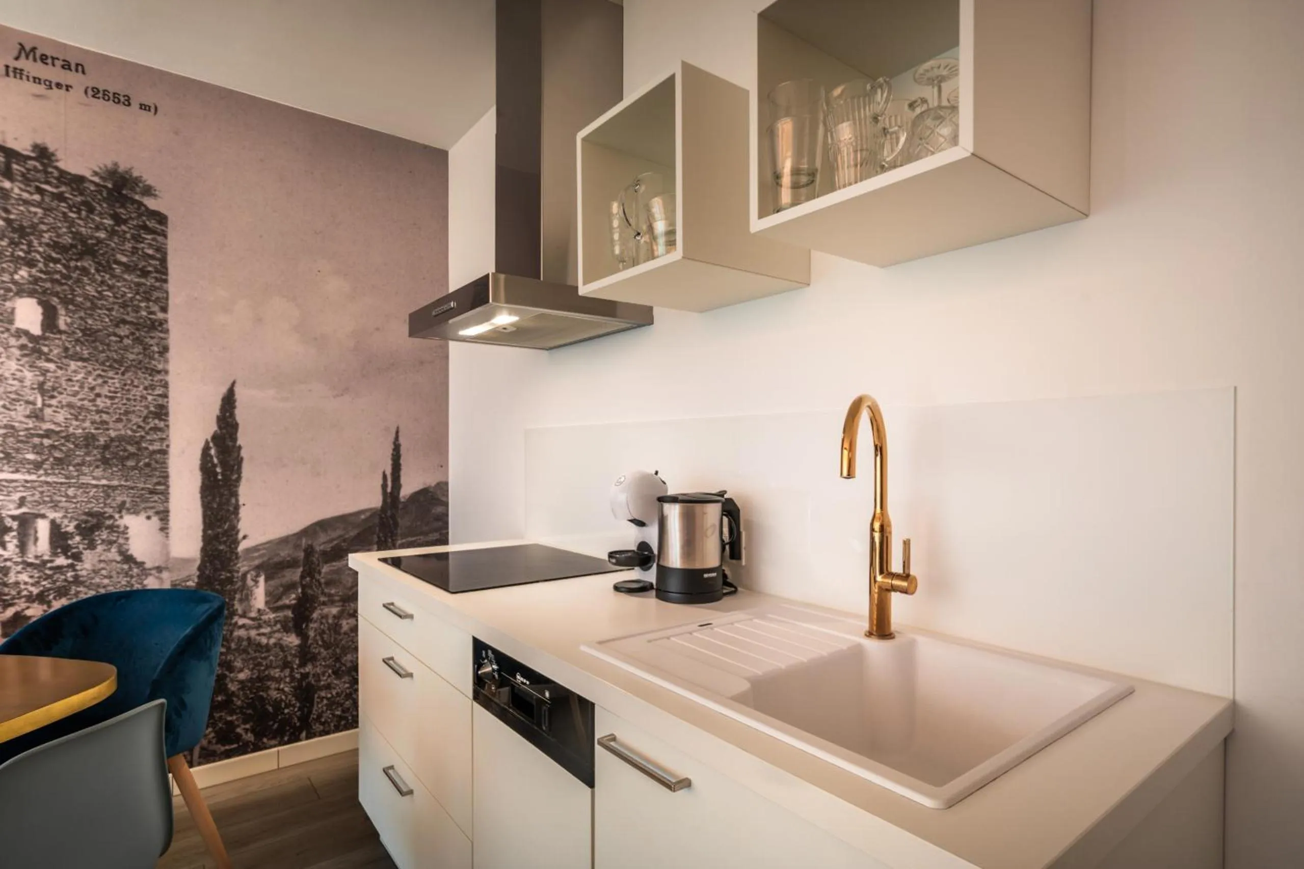 Kitchen or kitchenette in goldfinger + suites