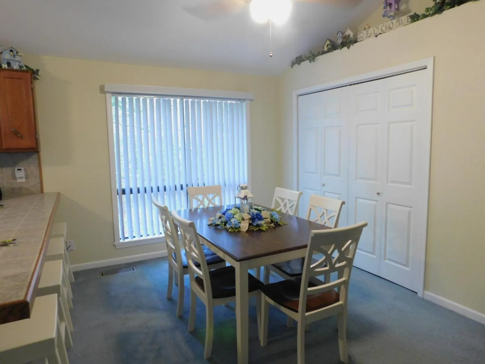 Dining area in Secluded Home with Mini Waterfall and a Creek in Hot Springs