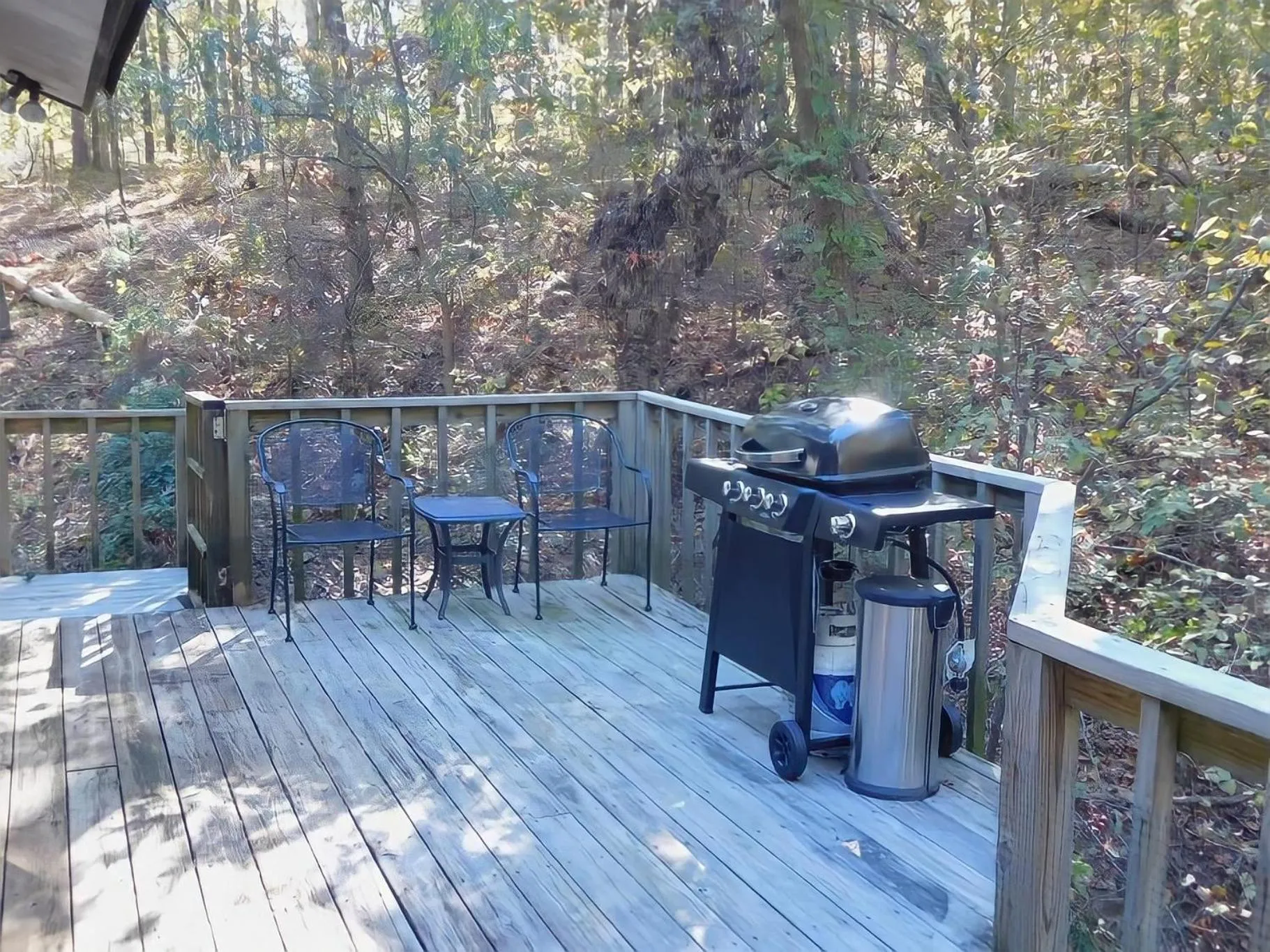 Patio in Secluded Home with Mini Waterfall and a Creek in Hot Springs