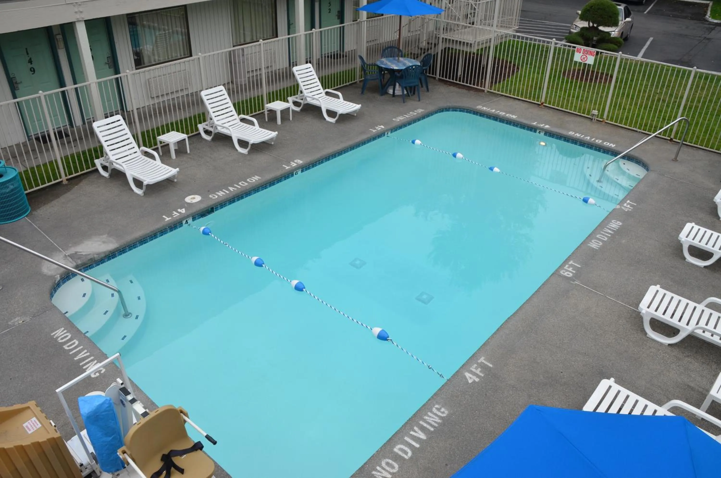 Pool view in Motel 6-Seattle, WA - South