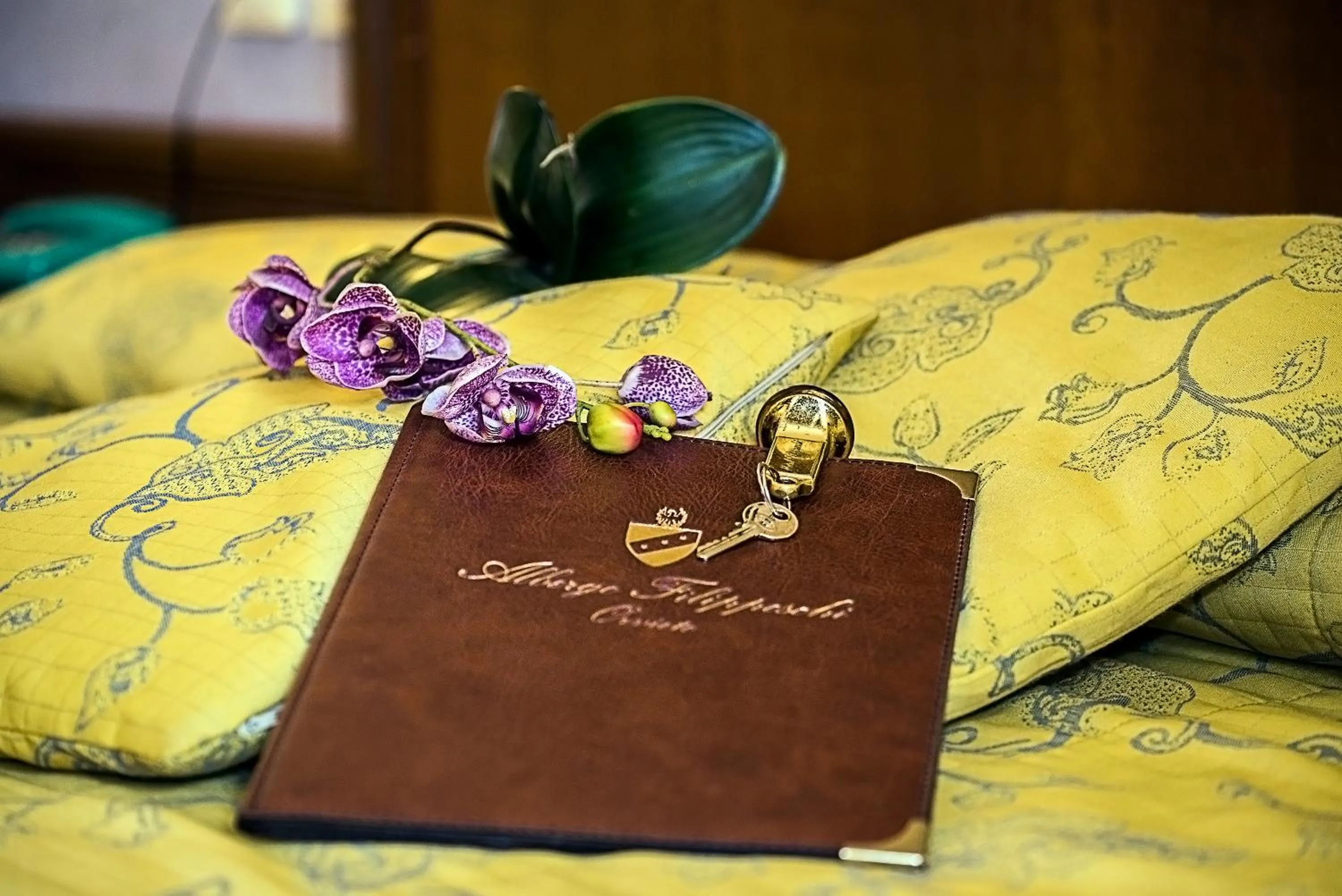 Decorative detail, Bed in Hotel Filippeschi