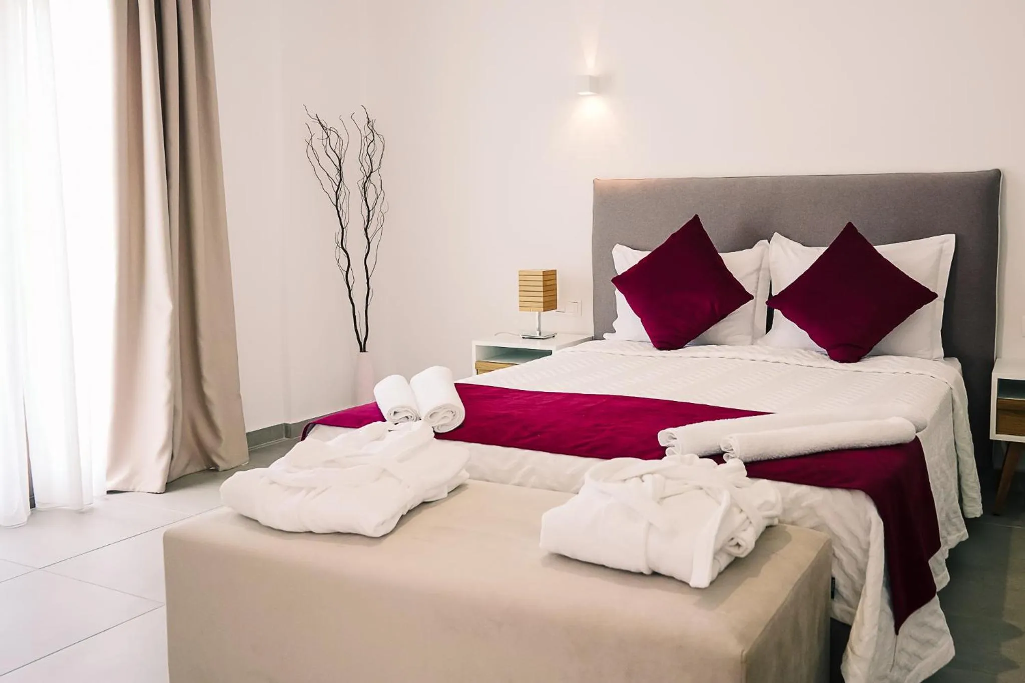 Bed in Stavros Beach Hotel
