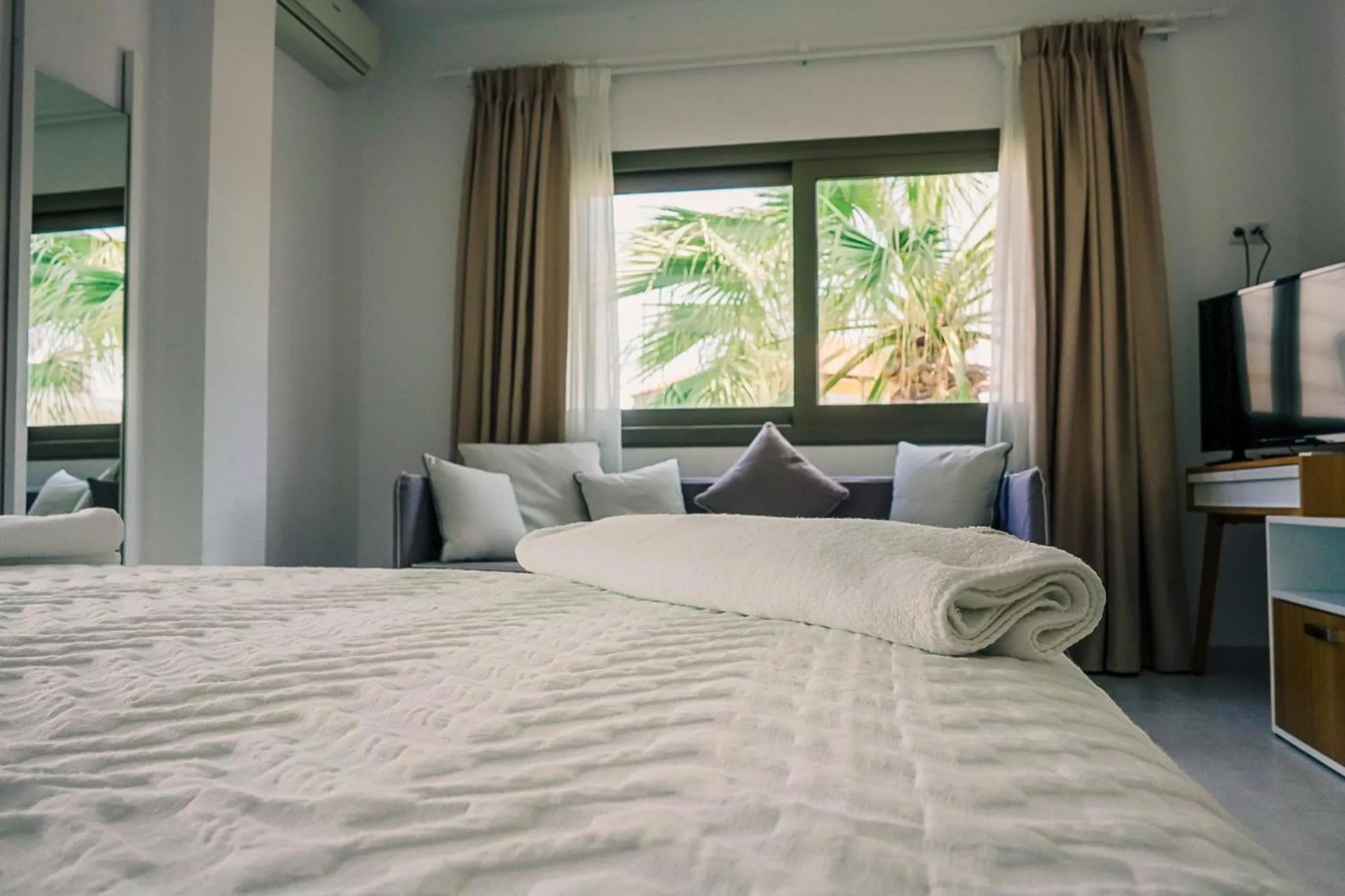 Bed in Stavros Beach Hotel