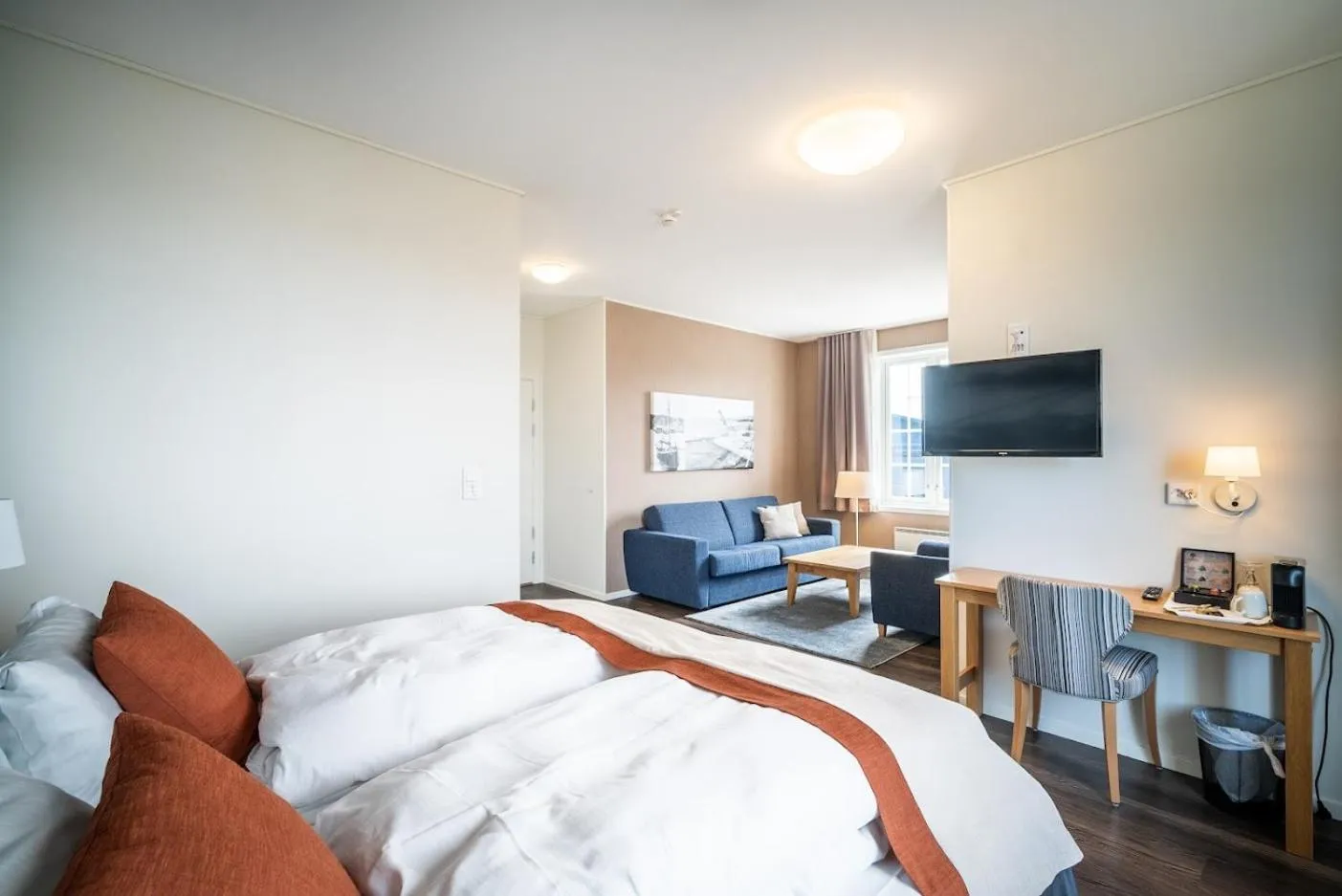 Bed in Finnøy Bryggehotell - by Classic Norway Hotels