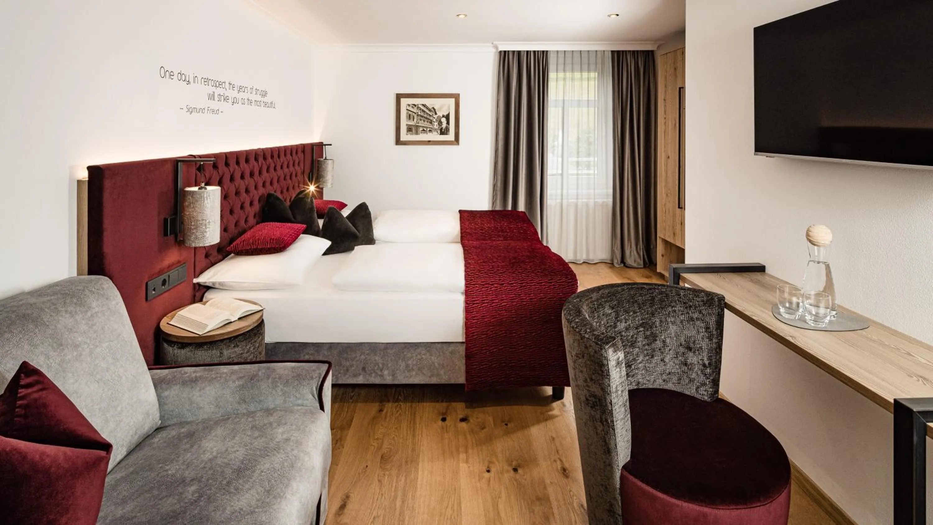 Bedroom, Bed in Grand Hotel Wolkenstein