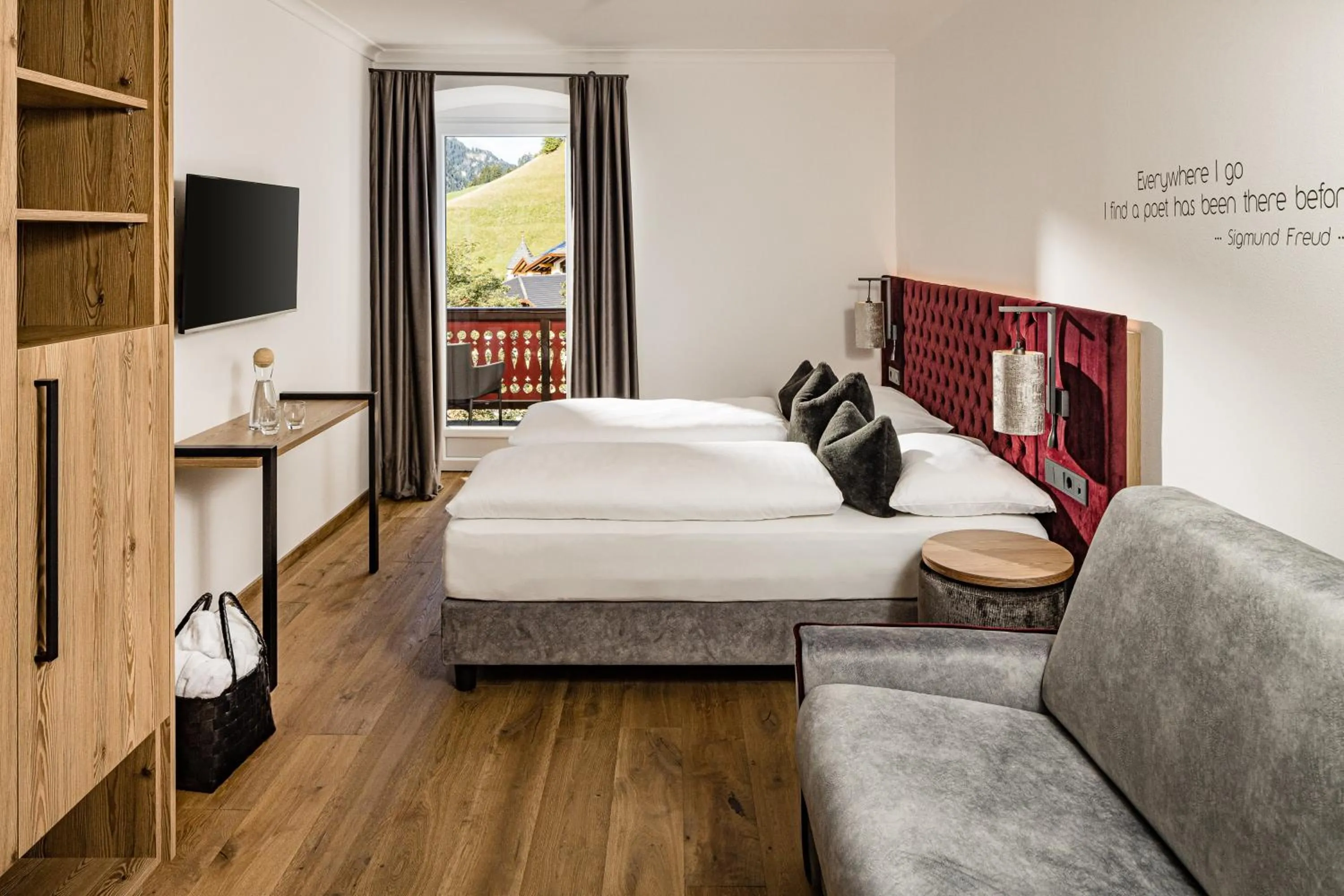 View (from property/room), Bed in Grand Hotel Wolkenstein