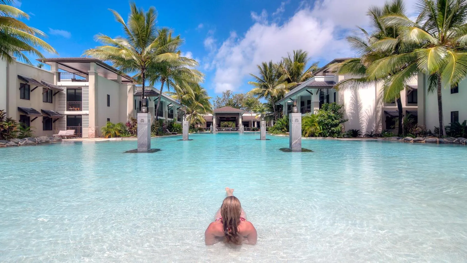 Pool view in Luxury Apartments at Temple Resort and Spa Port Douglas