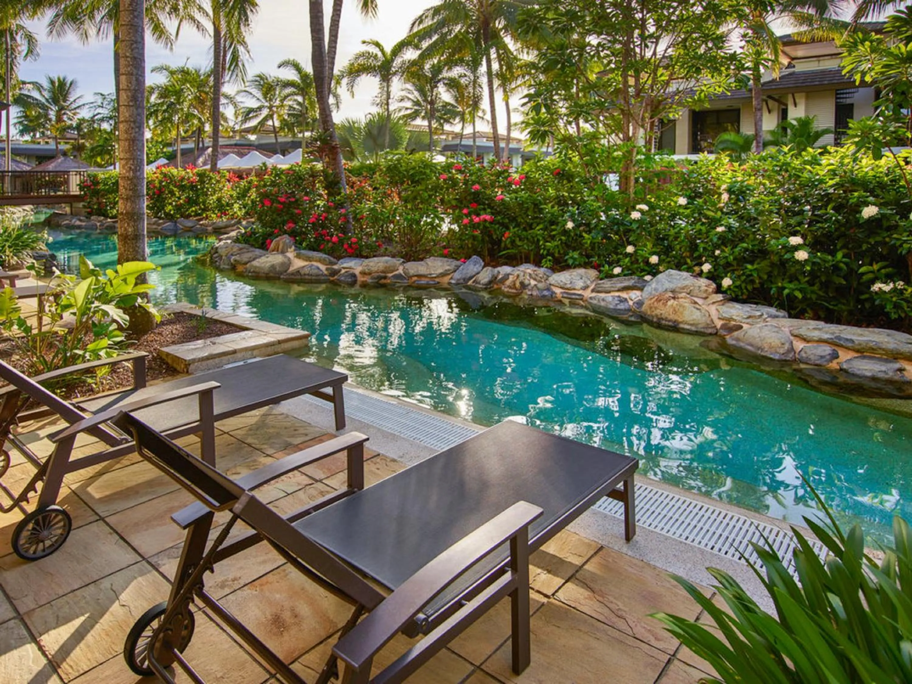Patio in Luxury Apartments at Temple Resort and Spa Port Douglas