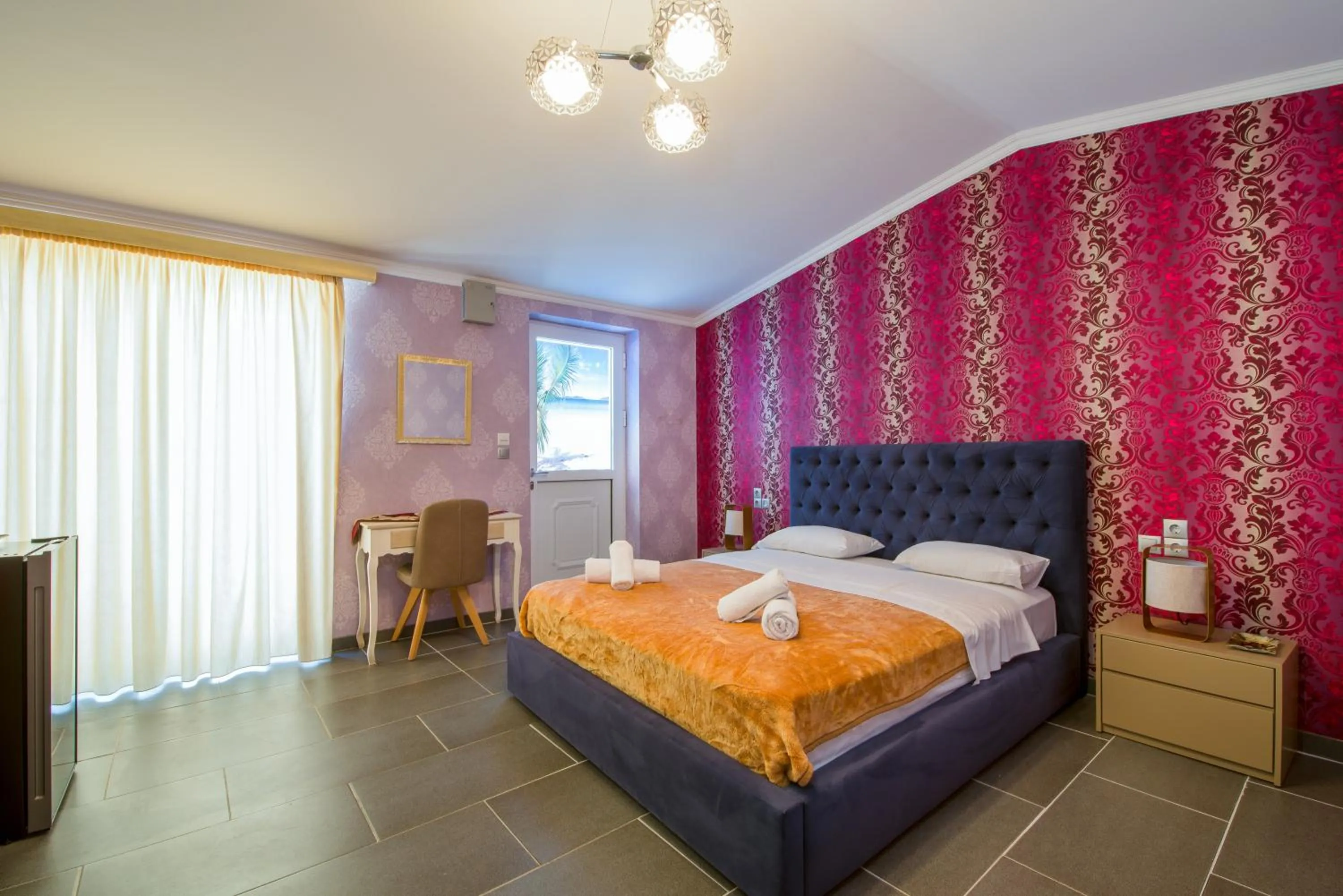 Decorative detail, Bed in Paradice Hotel Luxury Suites-Near zorbas Beach-FREE Breakfast