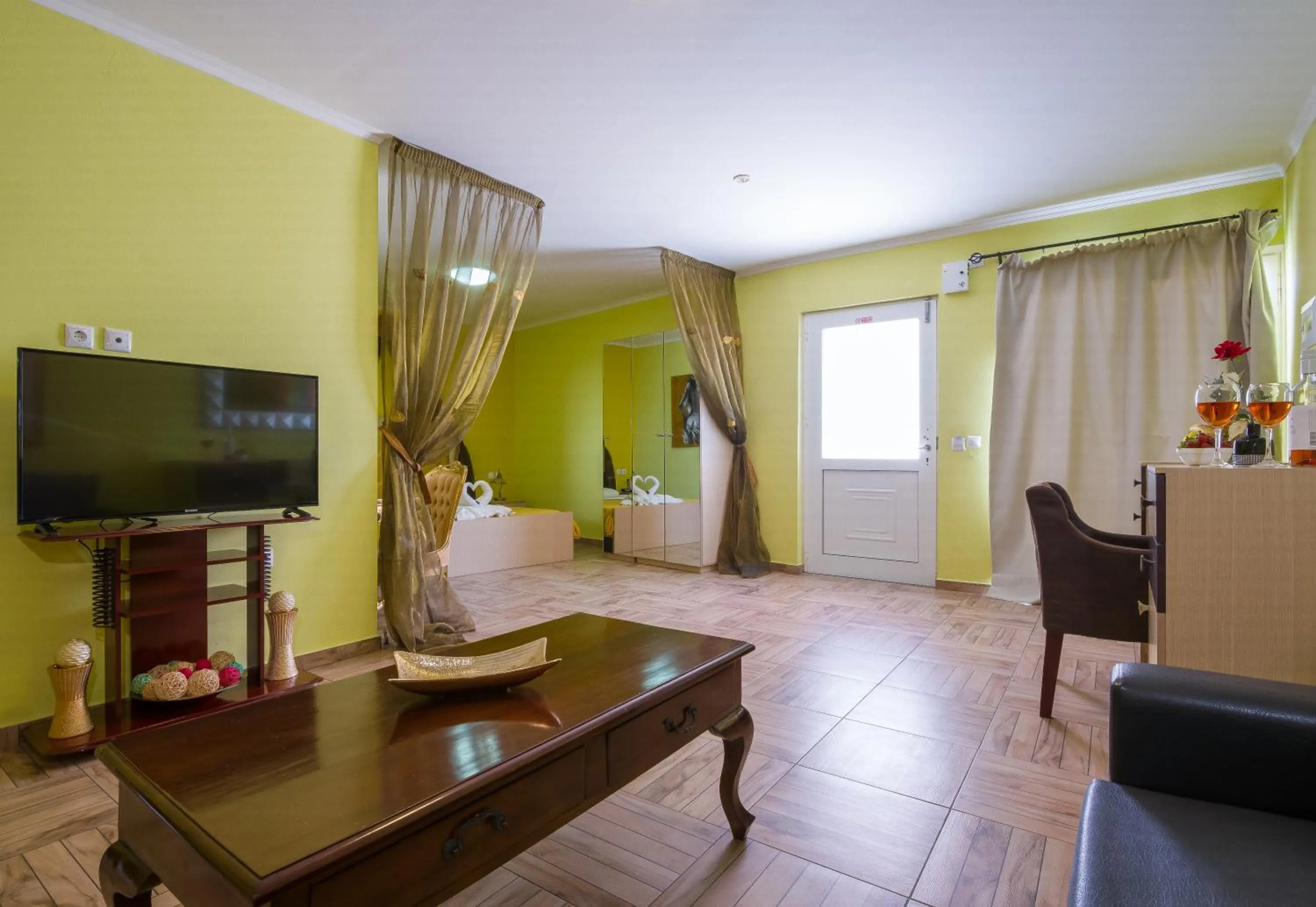 Seating area in Paradice Hotel Luxury Suites-Near zorbas Beach-FREE Breakfast