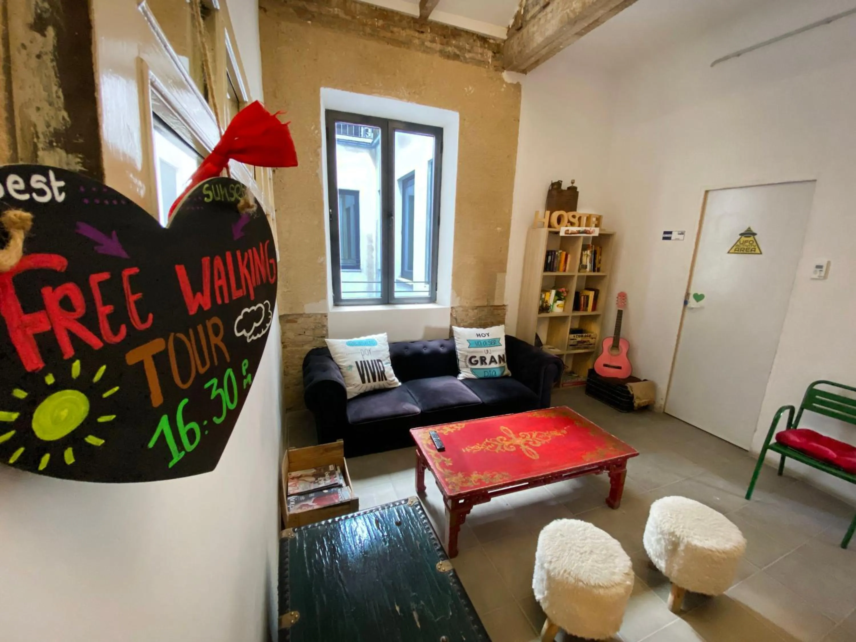 Communal lounge/ TV room in ECO Hostel