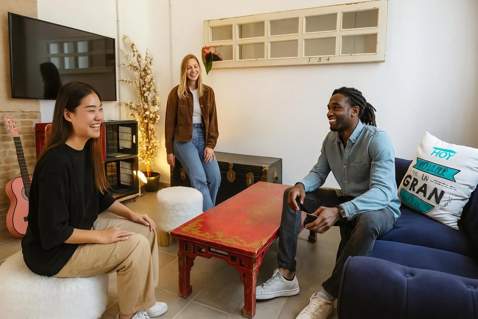 Communal lounge/ TV room in ECO Hostel