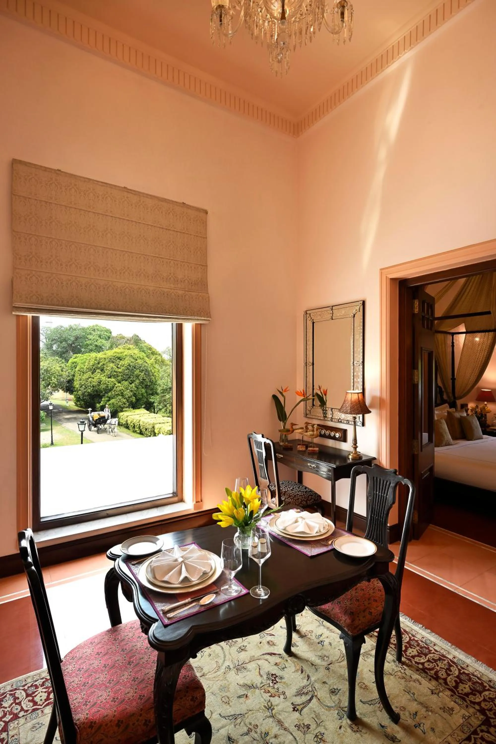 Dining area, Bed in Taj Nadesar Palace