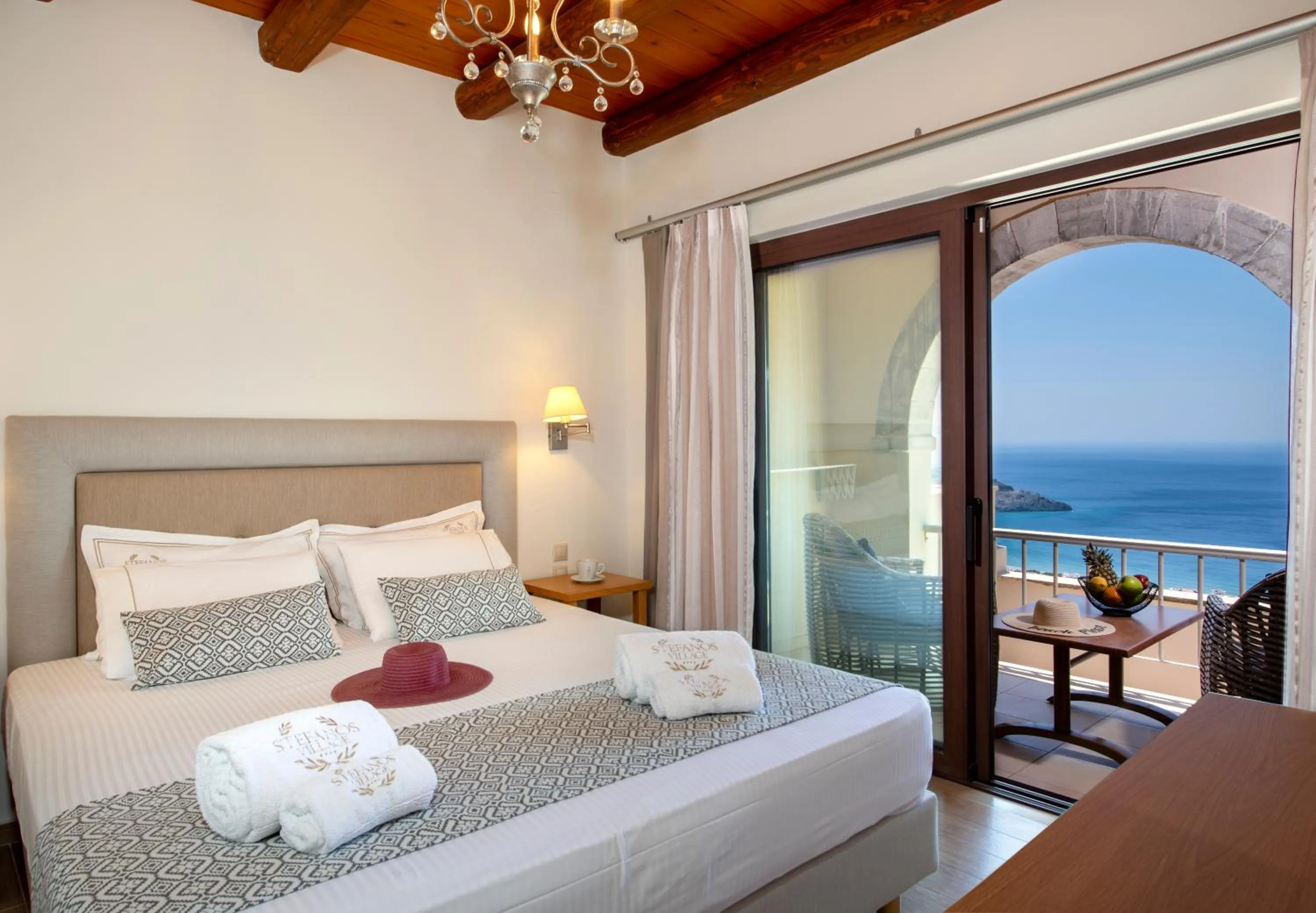 Bed in Stefanos Village Hotel