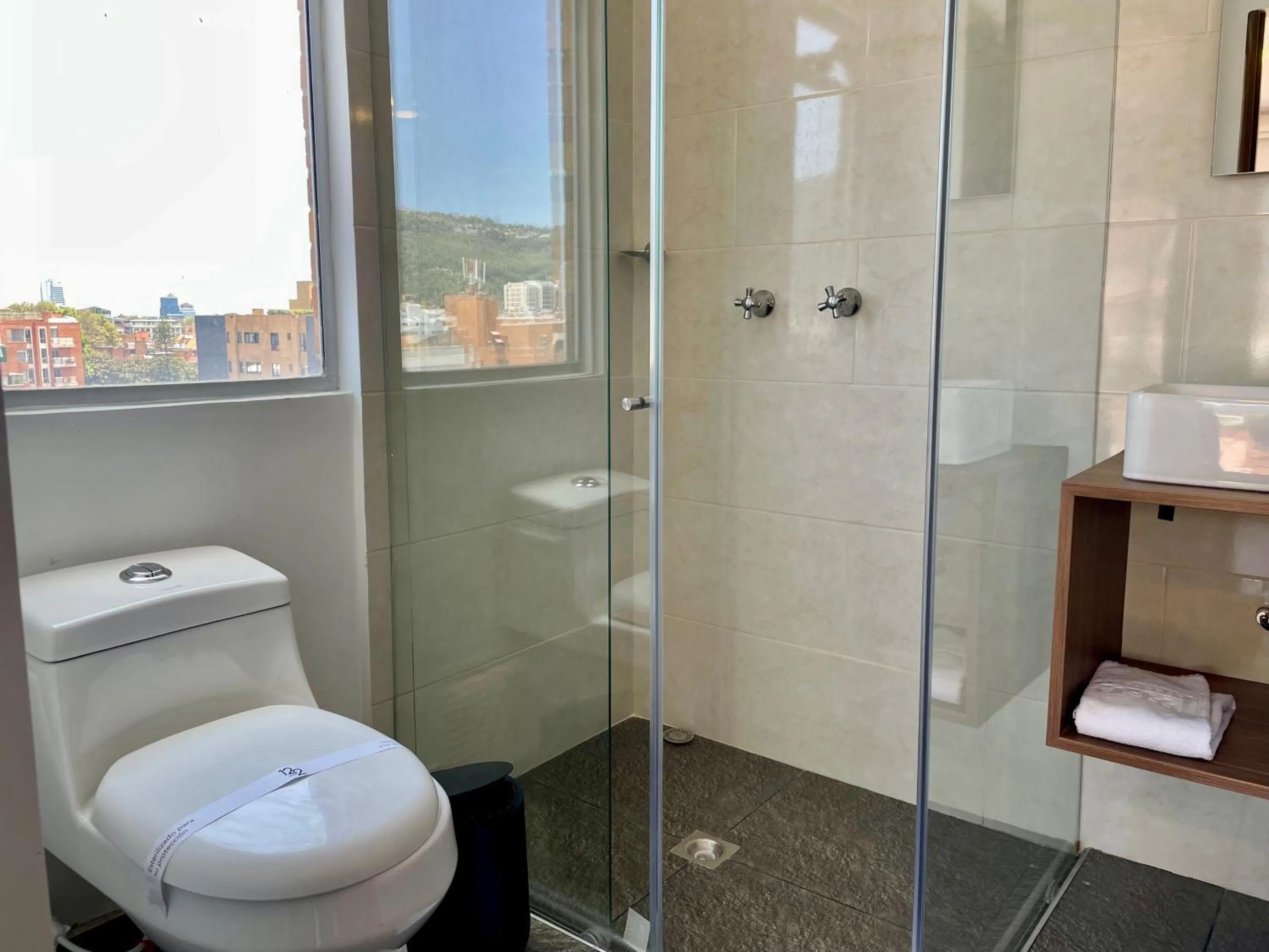 Shower in 122 Plaza Apartahotel