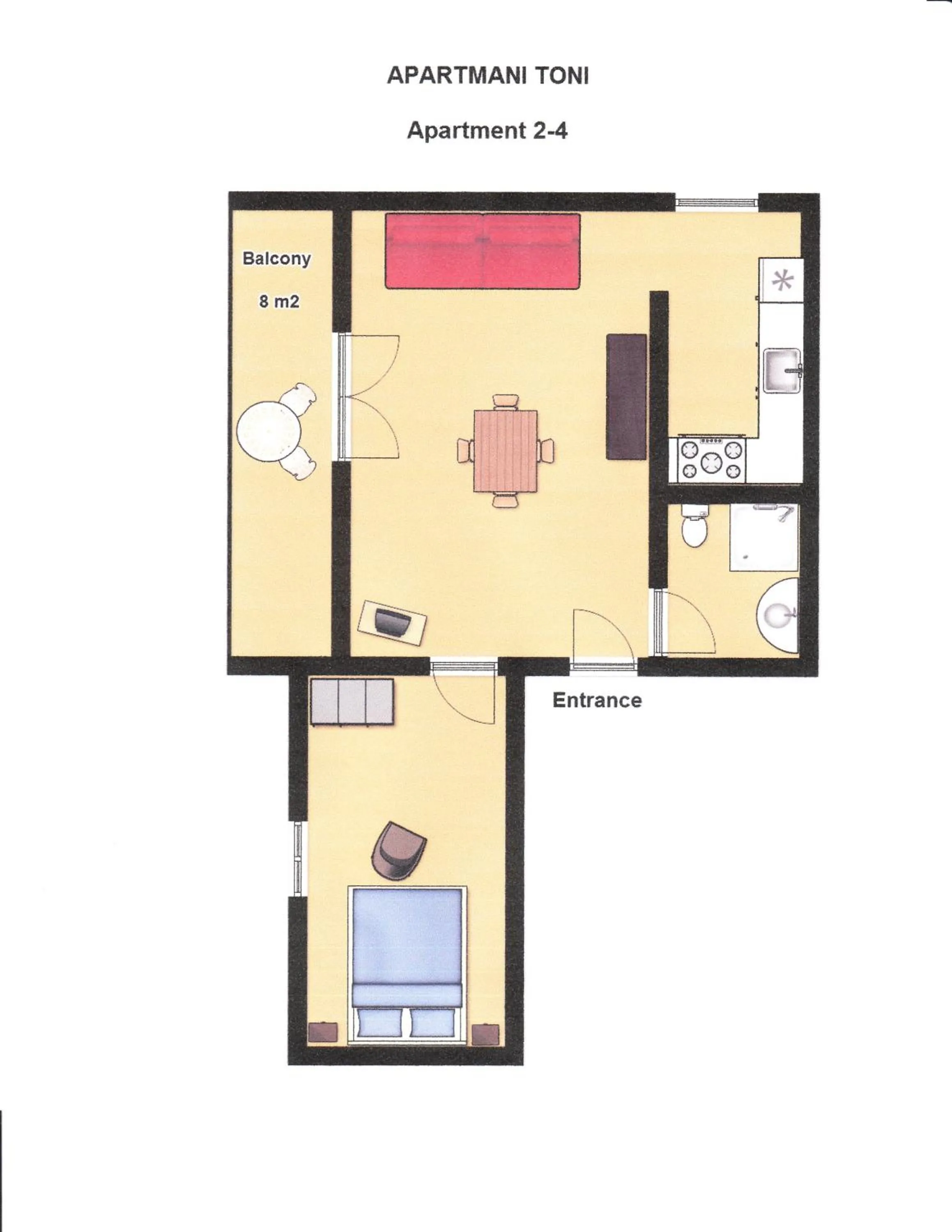 Floor plan in Apartments Toni, Borik