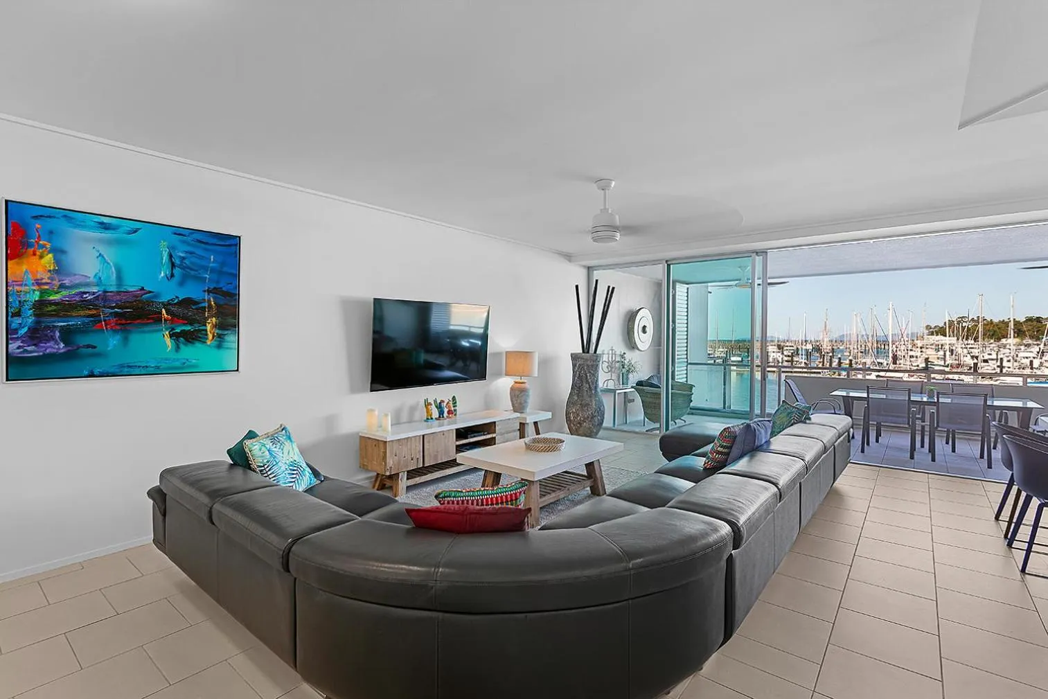 Living room in Peninsula Airlie Beach