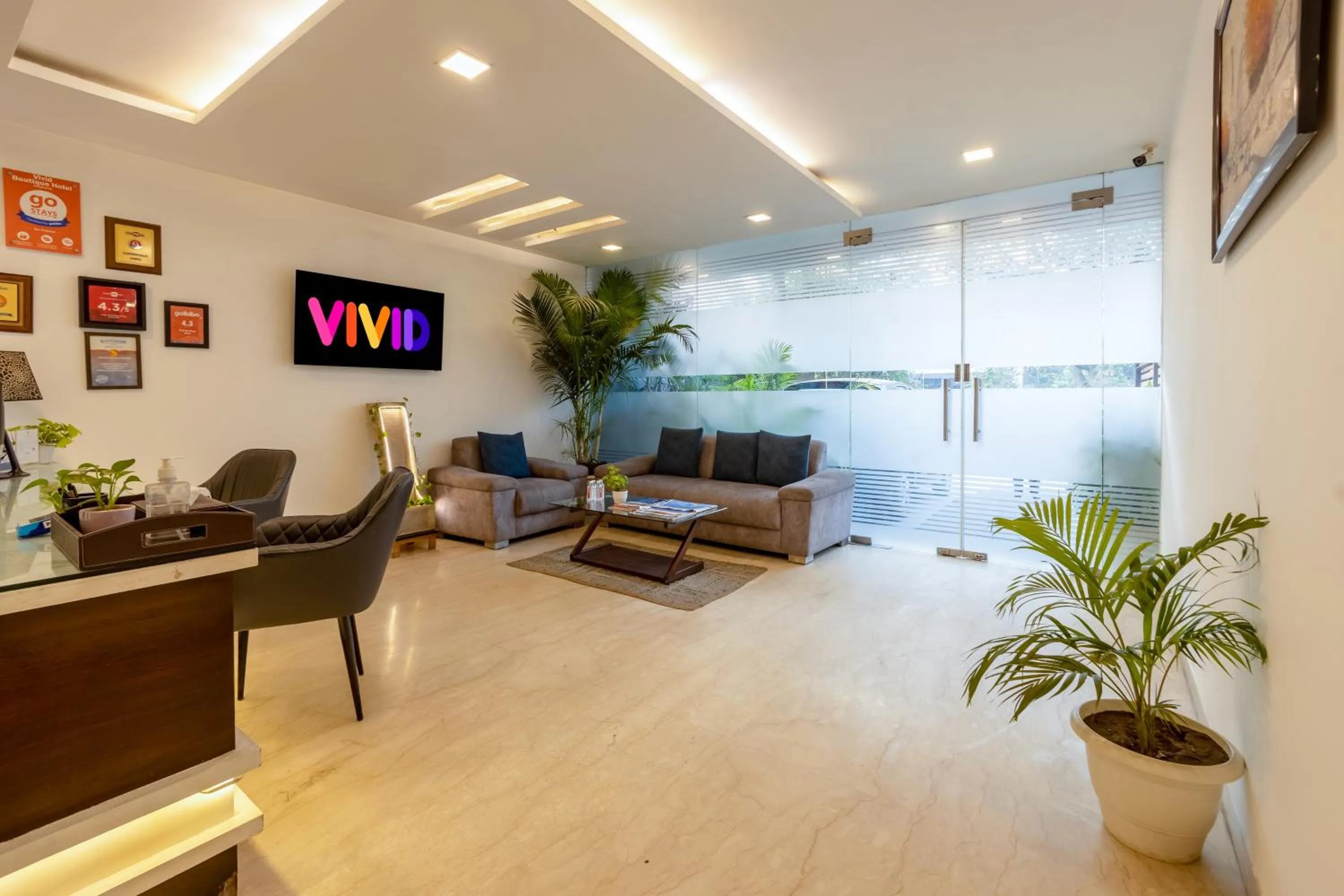 Seating area in Vivid Boutique Hotel, Medanta, Gurugram