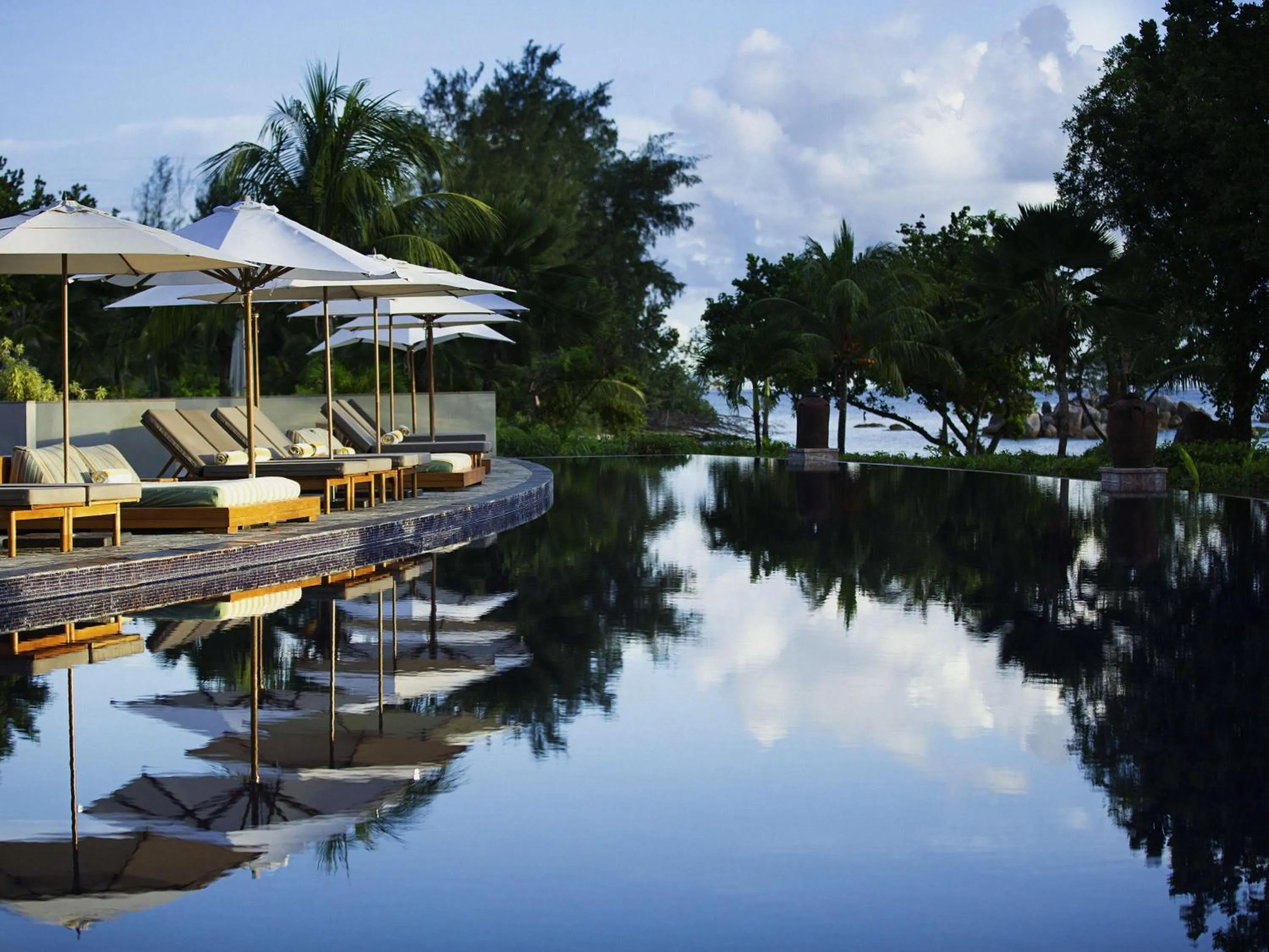 Pool view in Raffles Seychelles