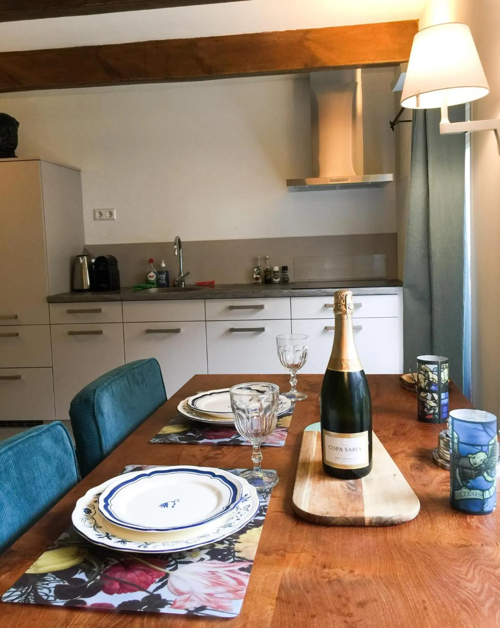 Kitchen or kitchenette in Apple Tree Cottage - charming home at beautiful canal in our idyllic garden