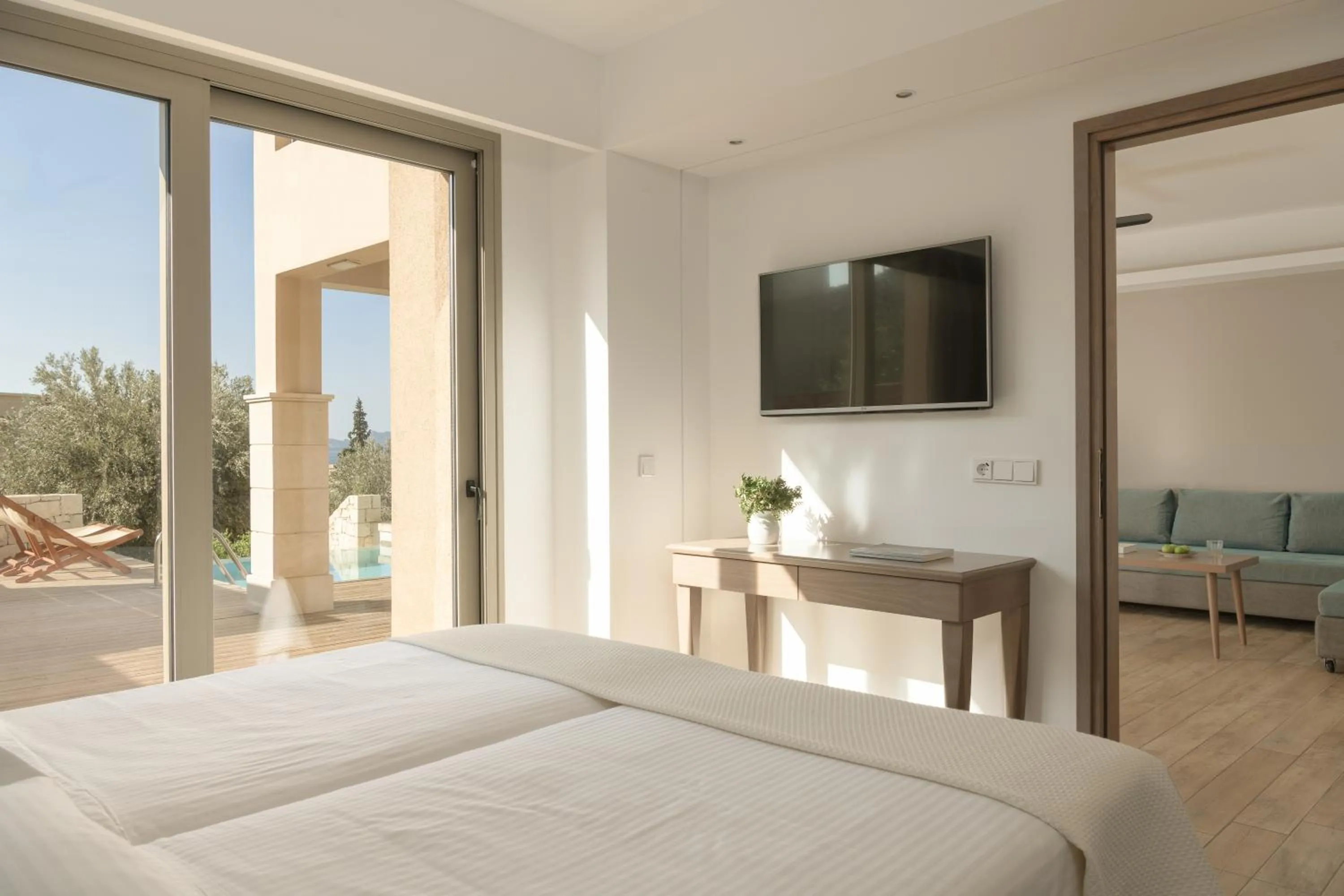 View (from property/room), Bed in Paralos Irini Mare