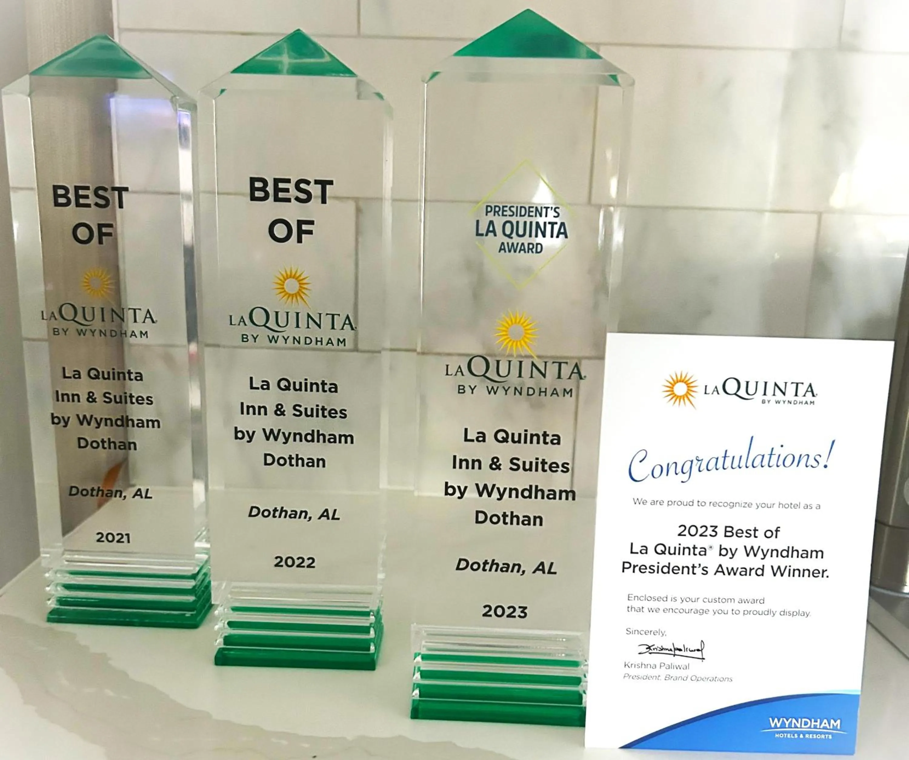 Certificate/Award in La Quinta inn & suites by Wyndham Dothan