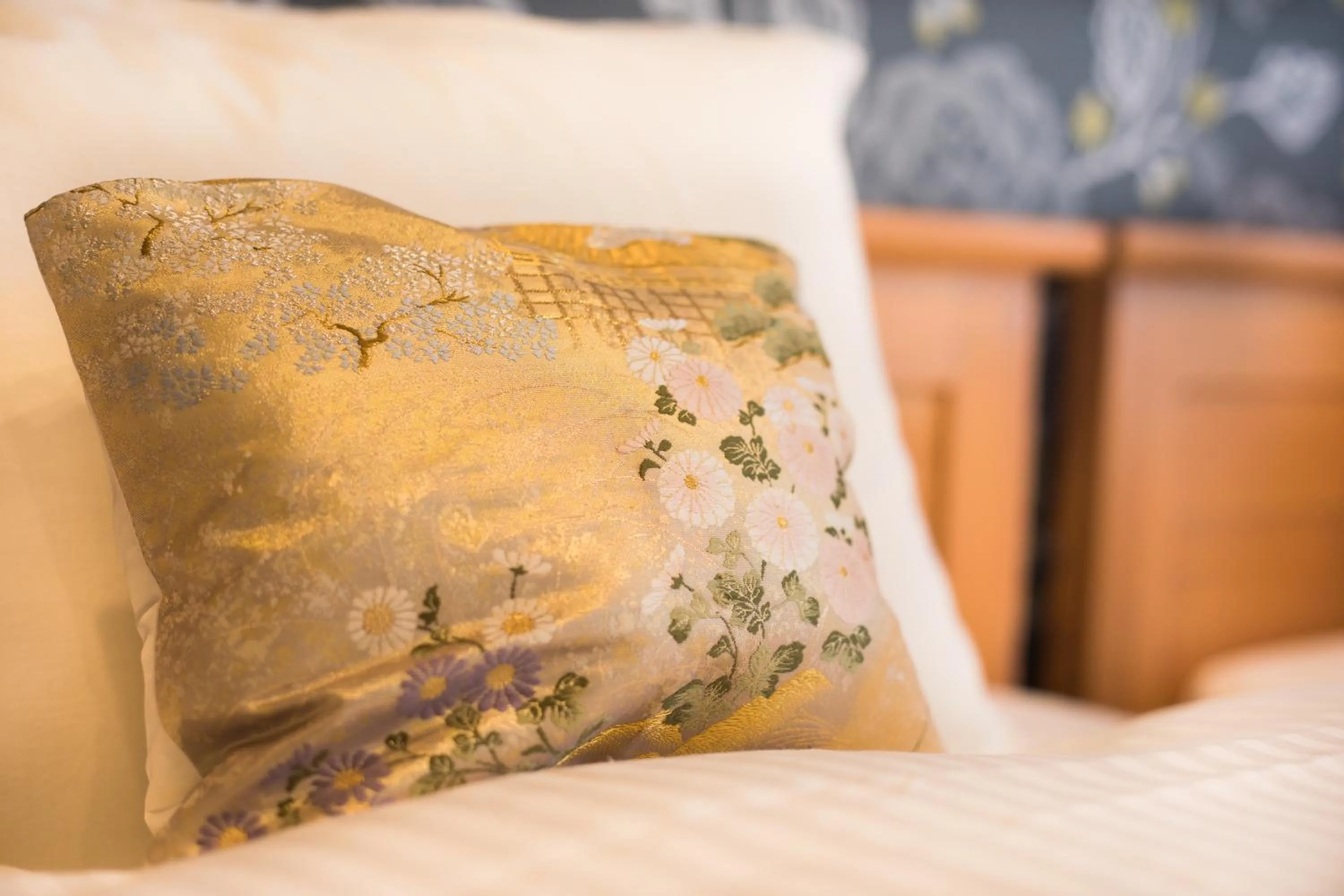 Decorative detail, Bed in Stay SAKURA Kyoto Nijo Seasons