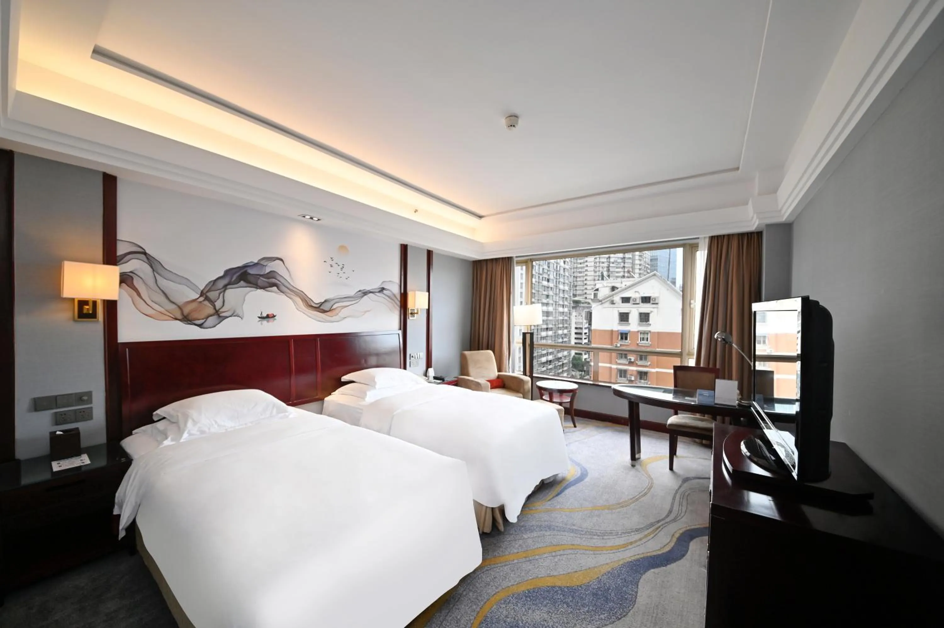 View (from property/room), Bed in Crowne Plaza City Center Ningbo by IHG