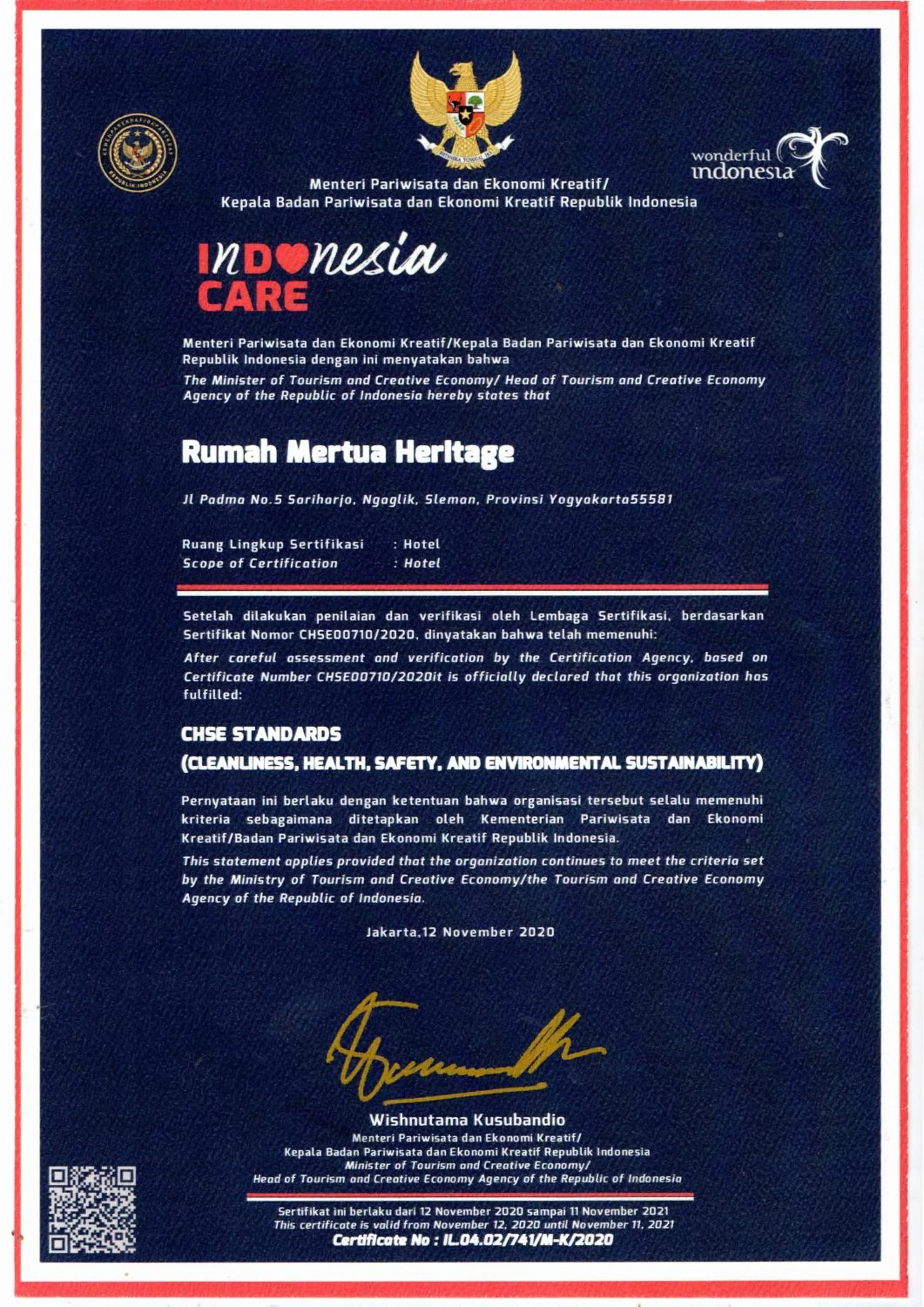 Certificate/Award in Rumah Mertua Heritage