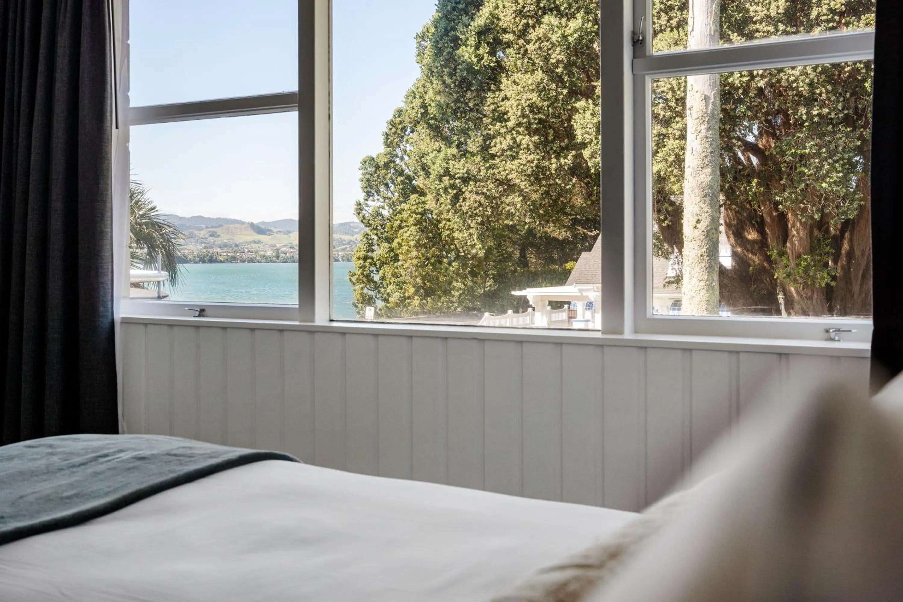 View (from property/room), Bed in The Tauranga on the Waterfront