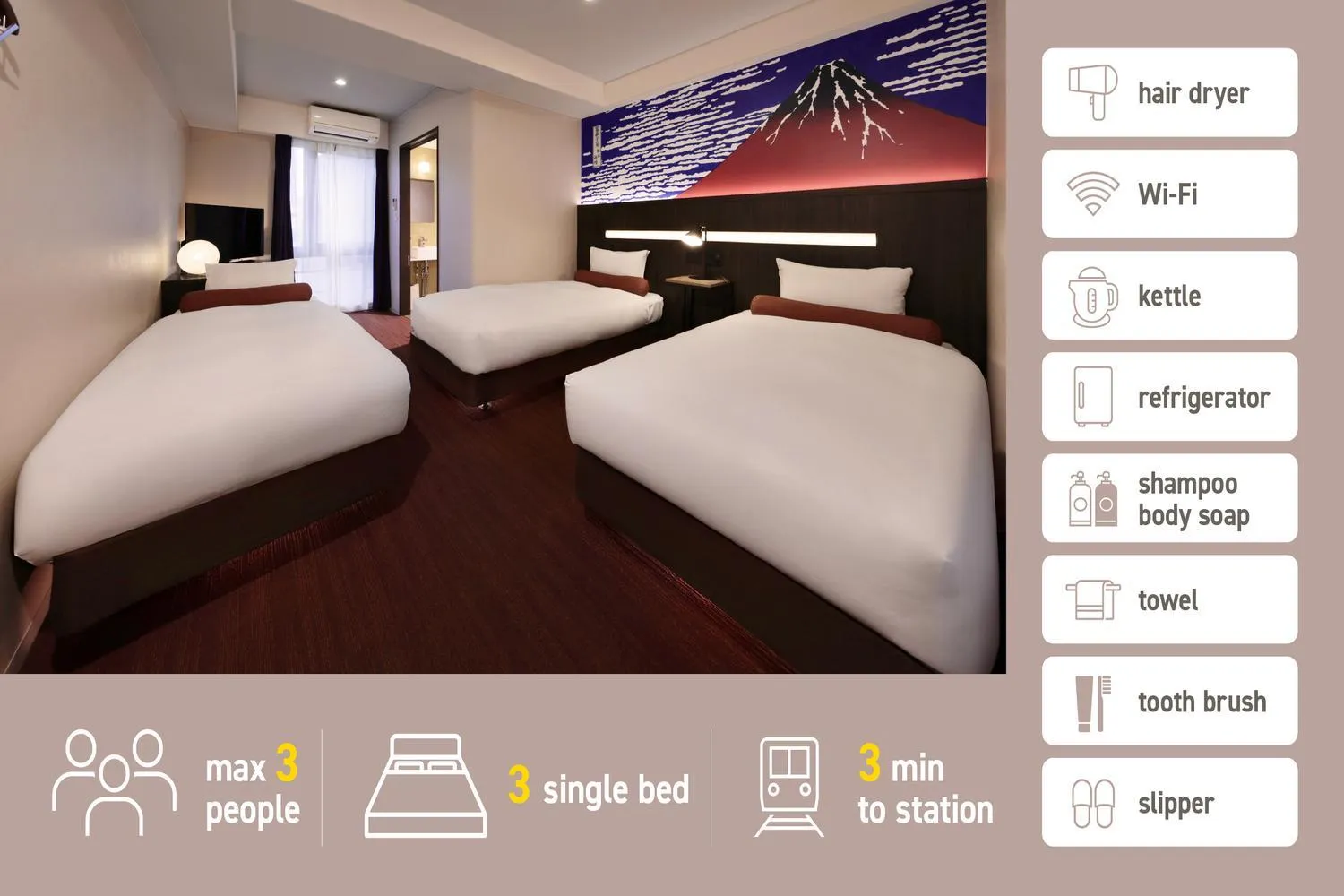 Bed in Kuromon Crystal Hotel