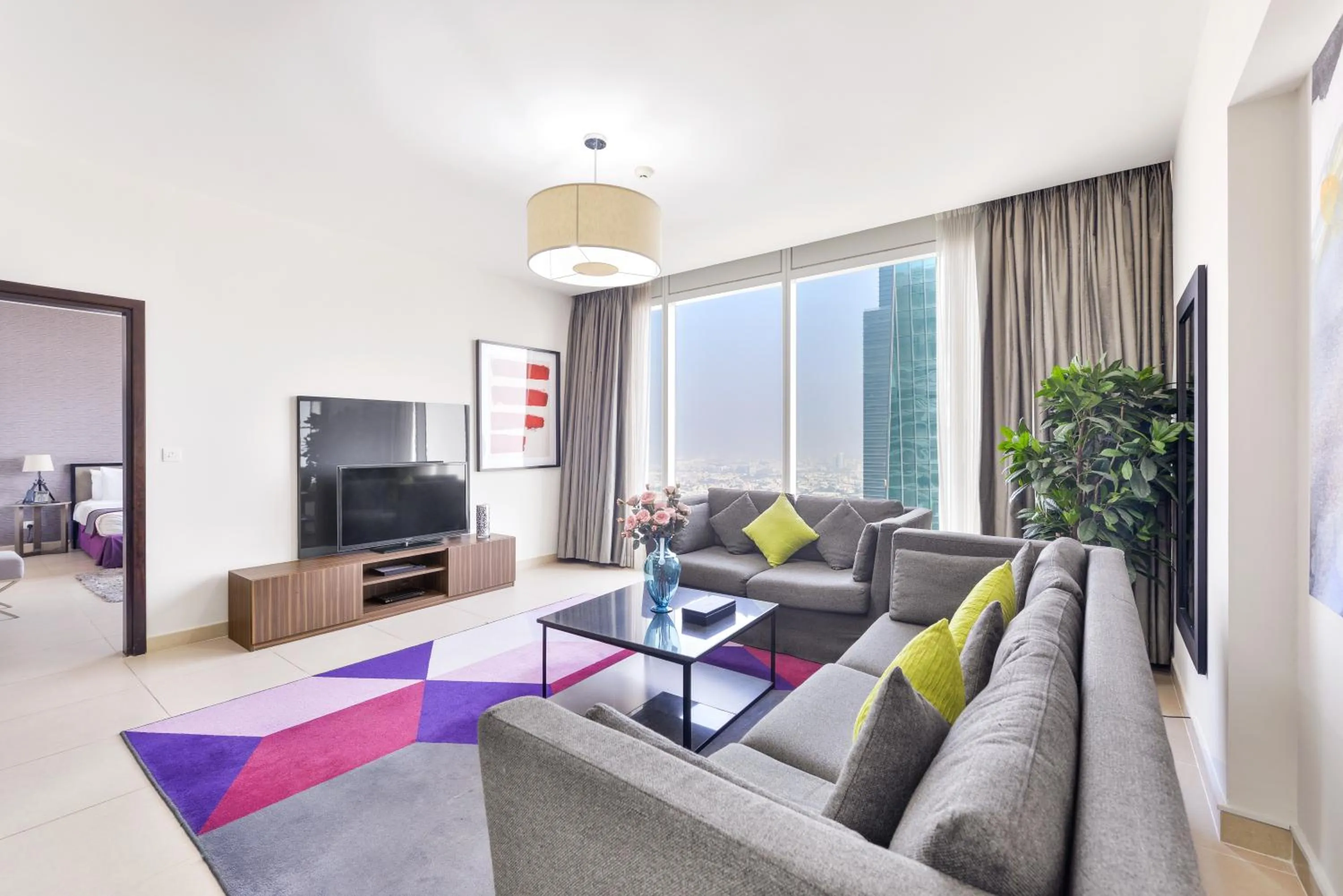 Living room in Nassima Tower Hotel Apartments