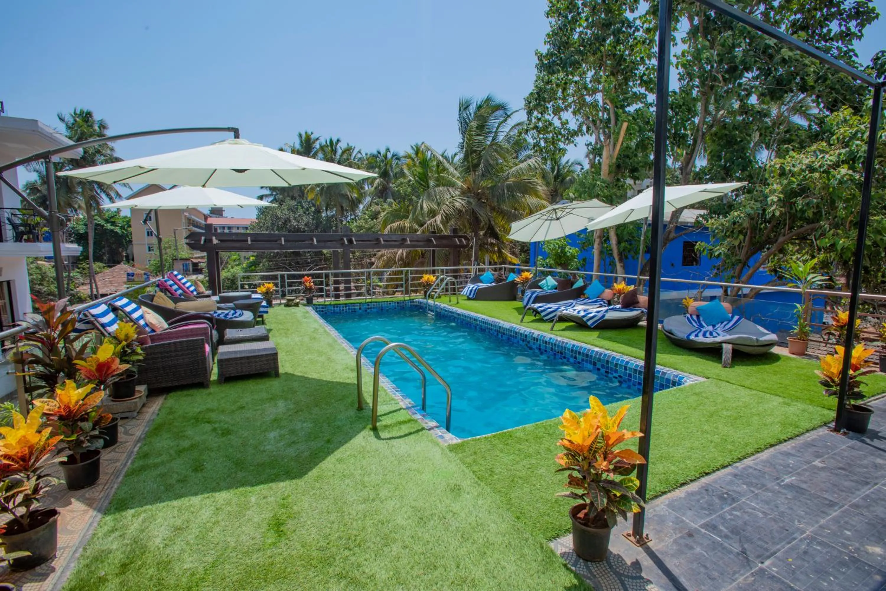 Pool view in Nitya Resort, Calangute