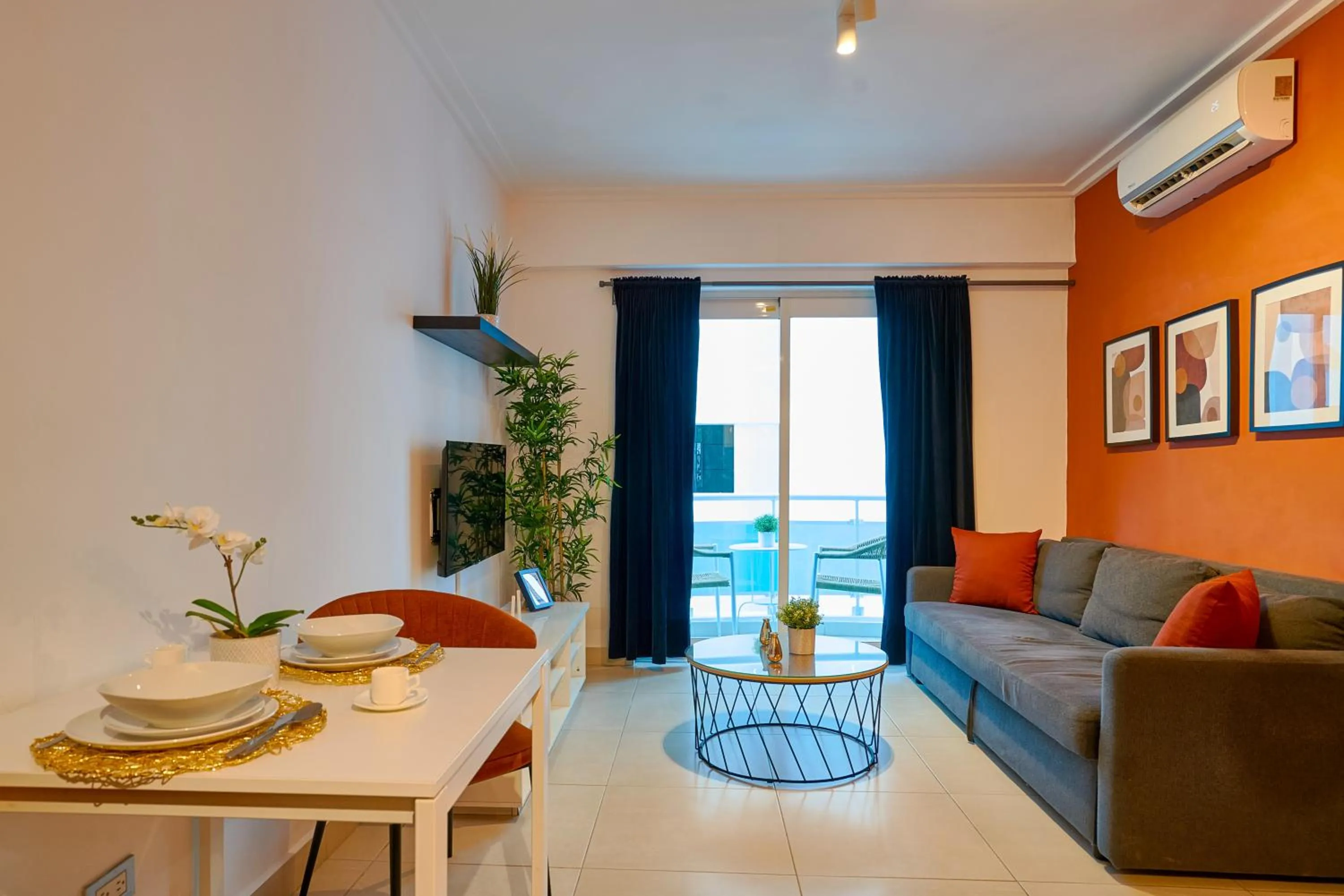 Living room in Central Park Tower