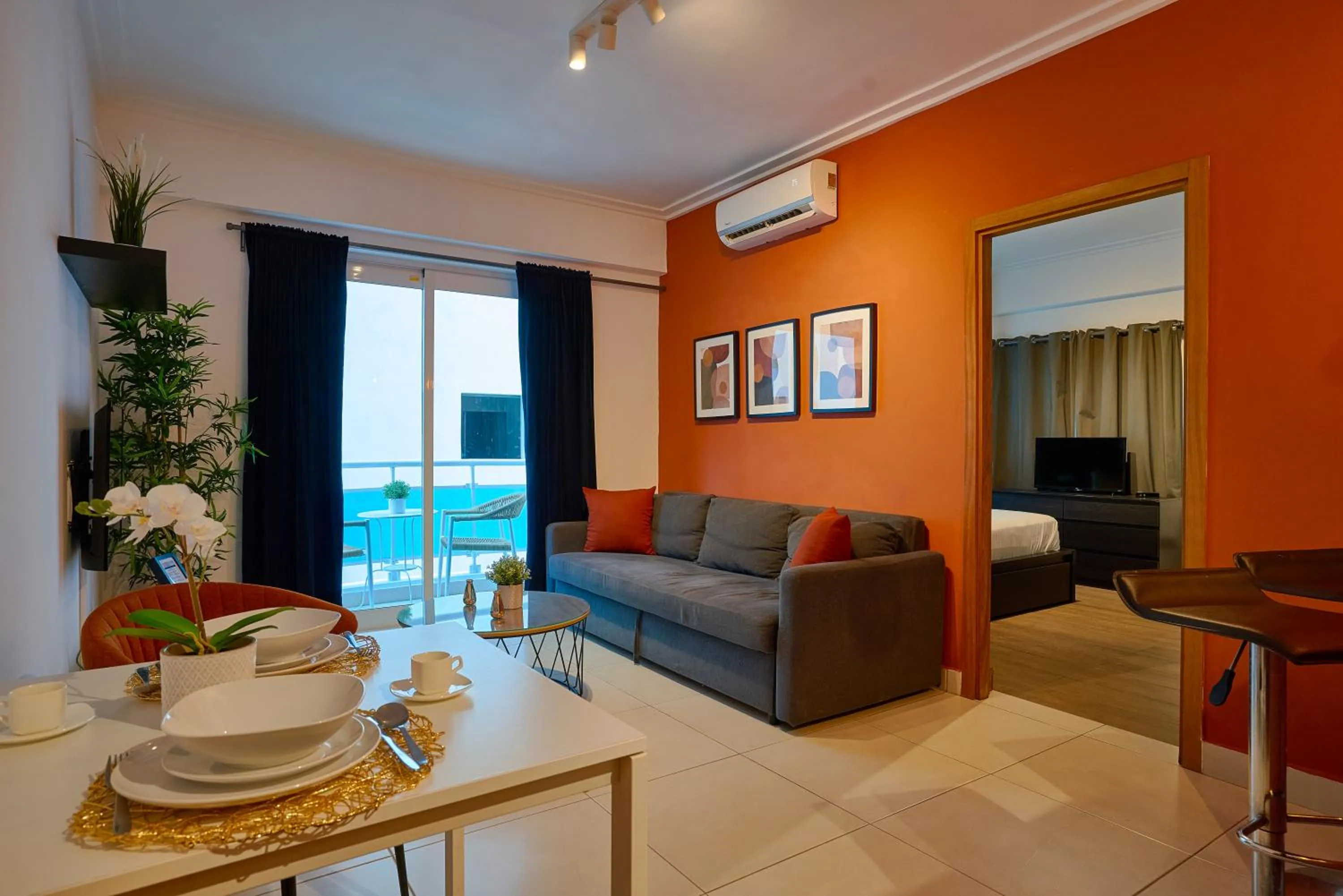 Living room in Central Park Tower