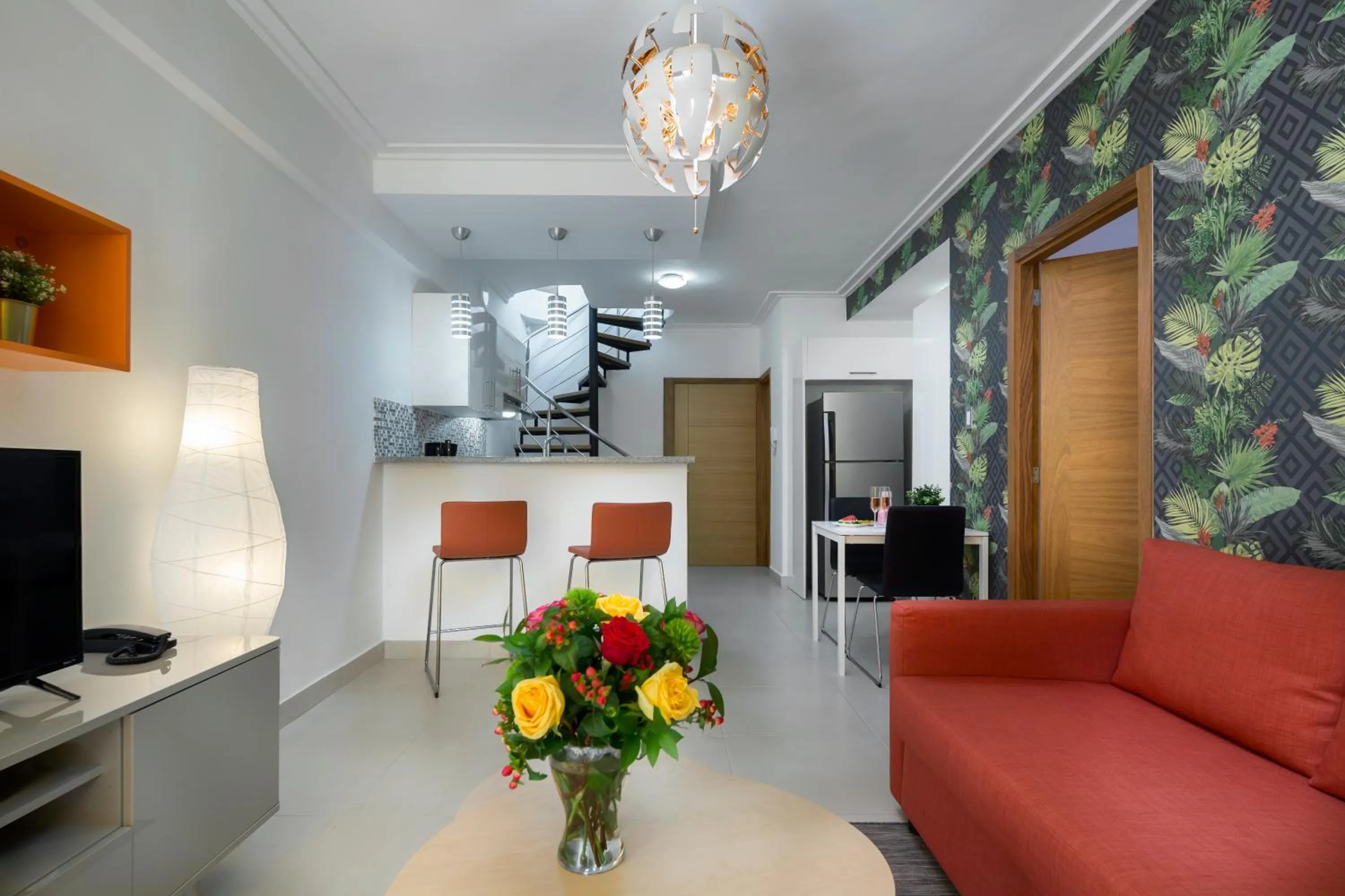 Living room in Central Park Tower