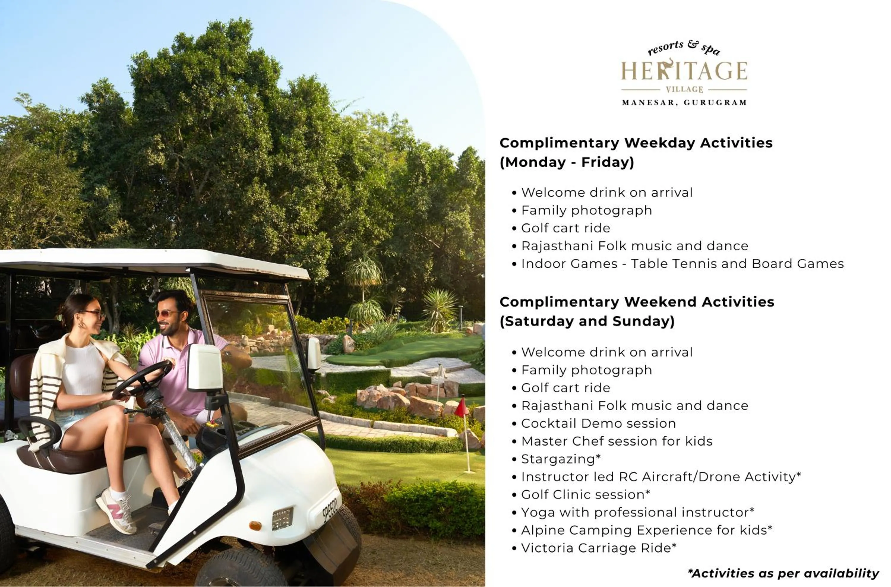 Activities in Heritage Village Resort & Spa Manesar-Gurgaon
