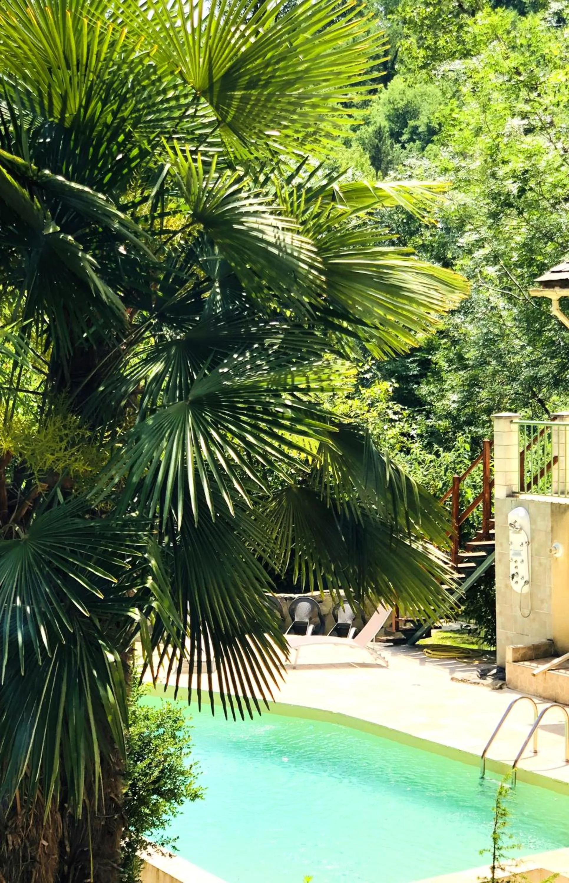 Pool view in Hôtel Le Moulin D'Olt