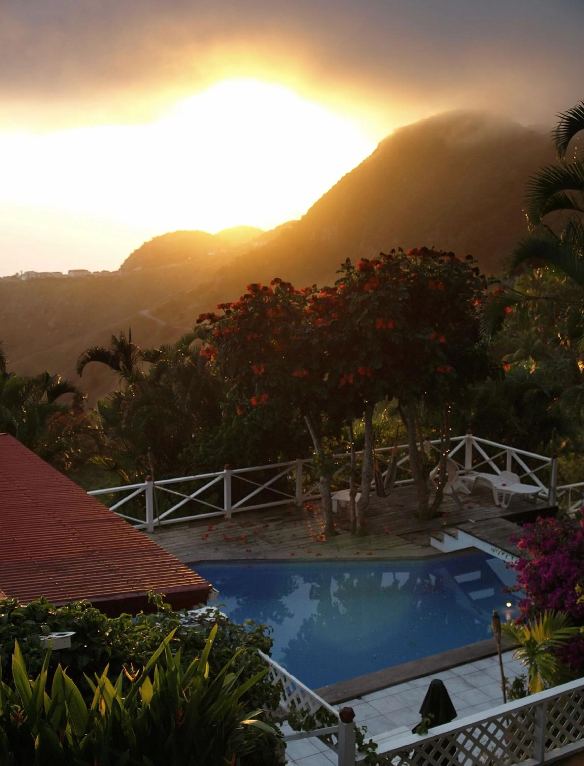 Pool view in El Momo Cottages