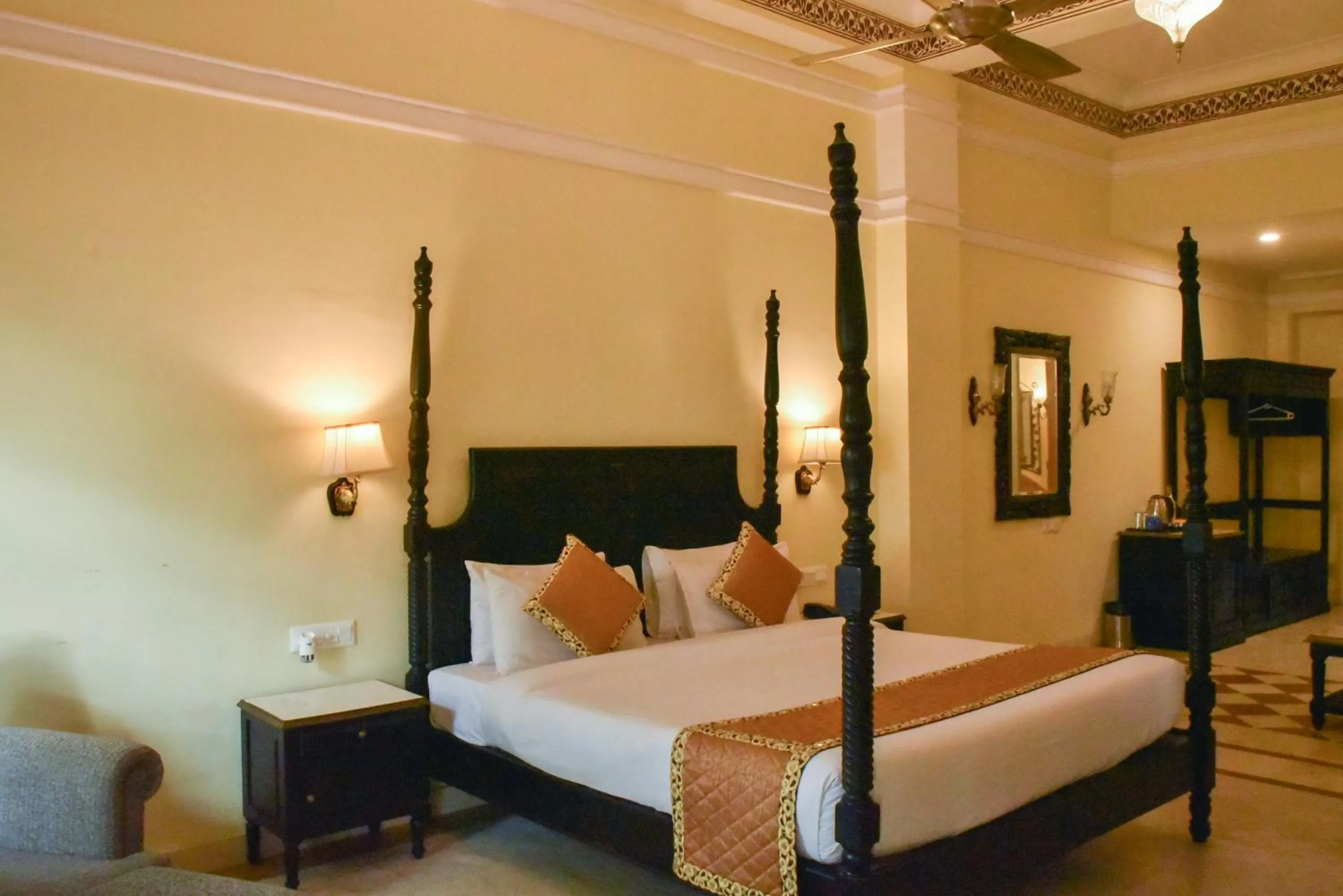 Bed in Umaid Palace - A Lakeside Resort - 25 minutes from Mehandipur Balaji - 20 minutes from Chand Baori Stepwell Abhaneri & 40 minutes from Bhangarh Fort