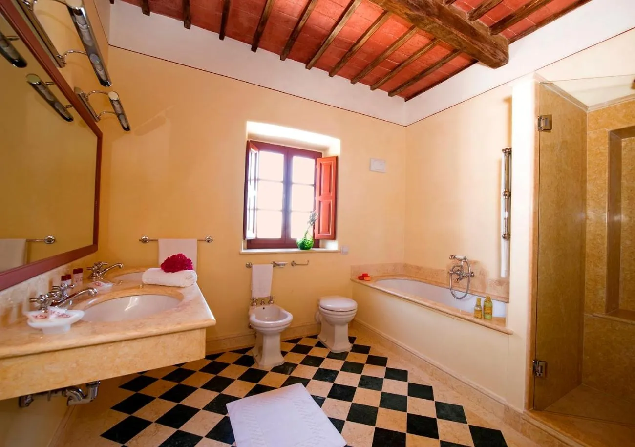Bathroom, Bed in Castello Di Gargonza