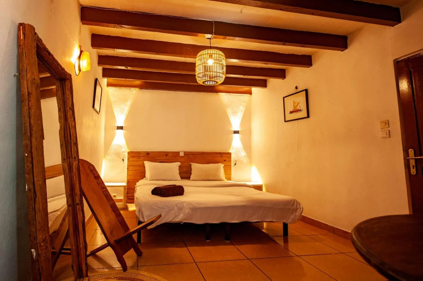 Bed in Hôtel Restaurant La Ribaudière