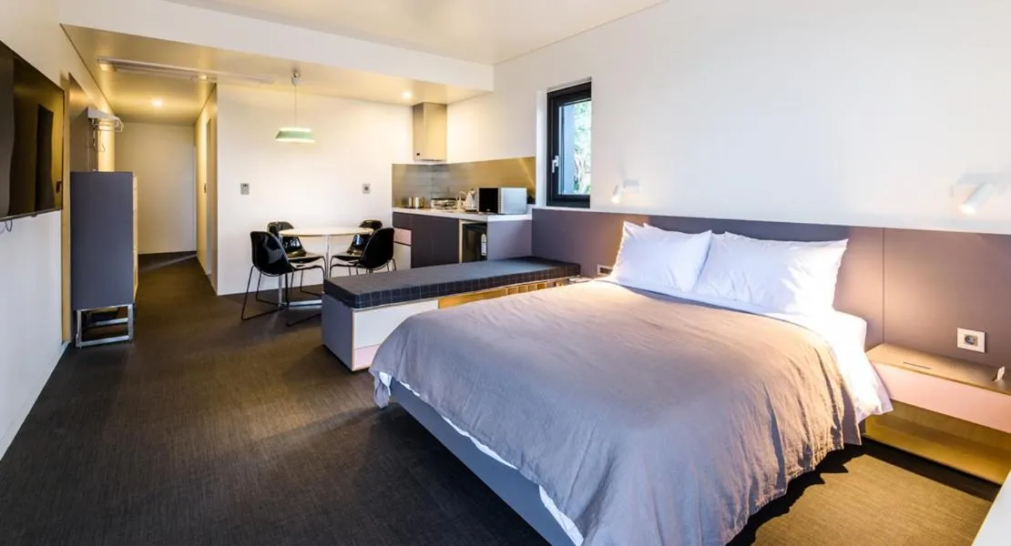 Bedroom in Jeju Bricks Hotel