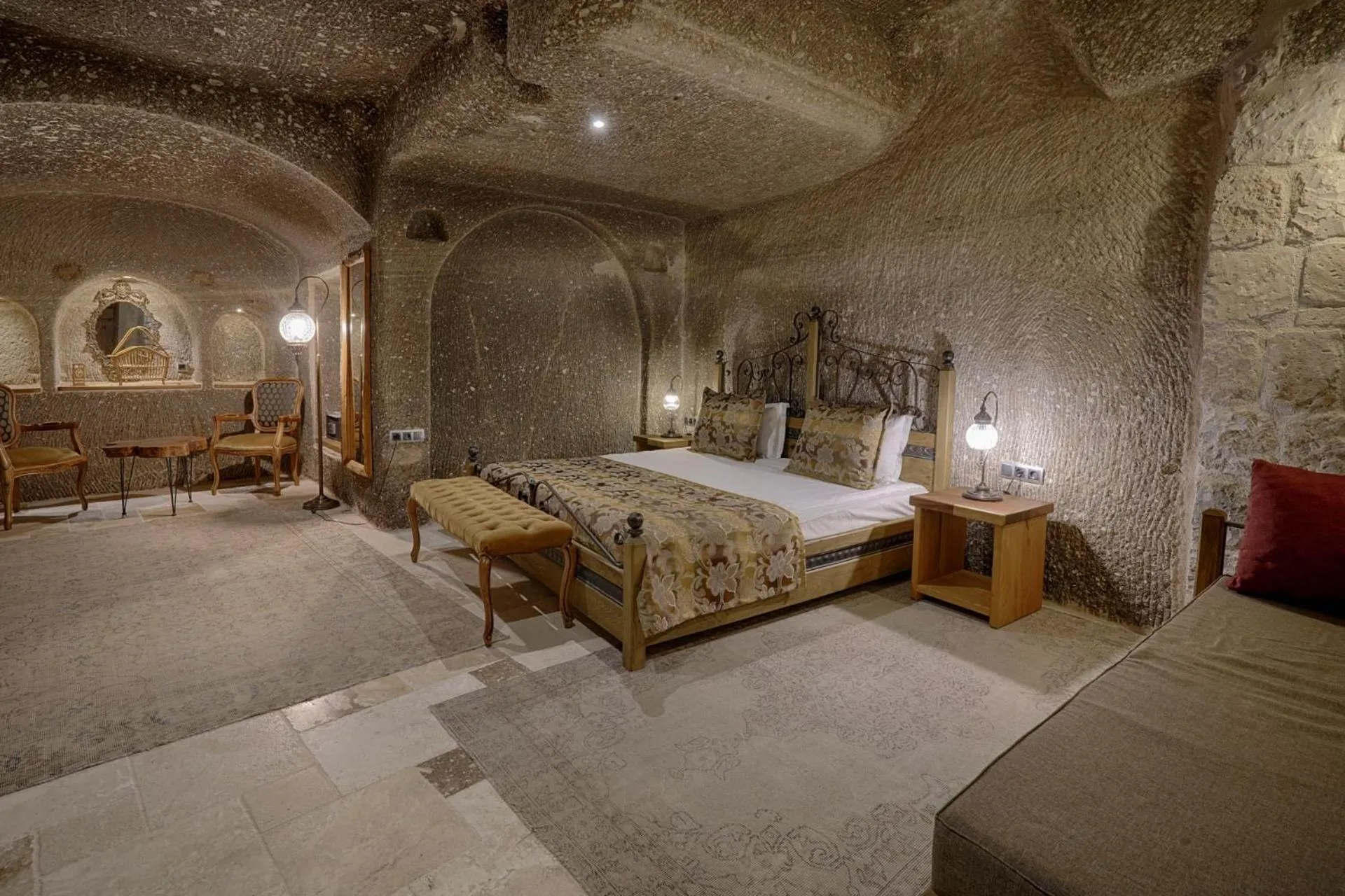 Bed in Hera Cave Suites