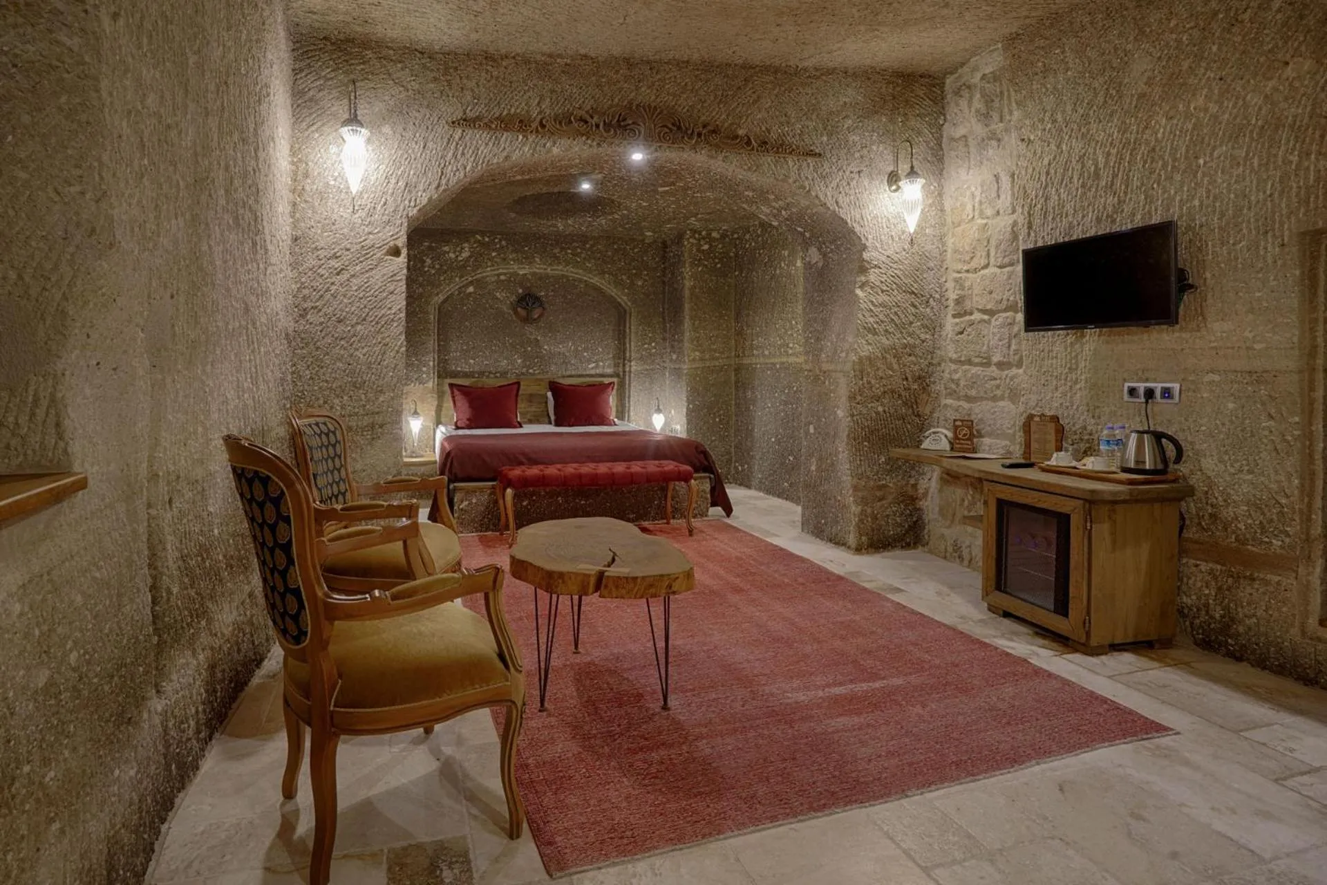 Seating area in Hera Cave Suites