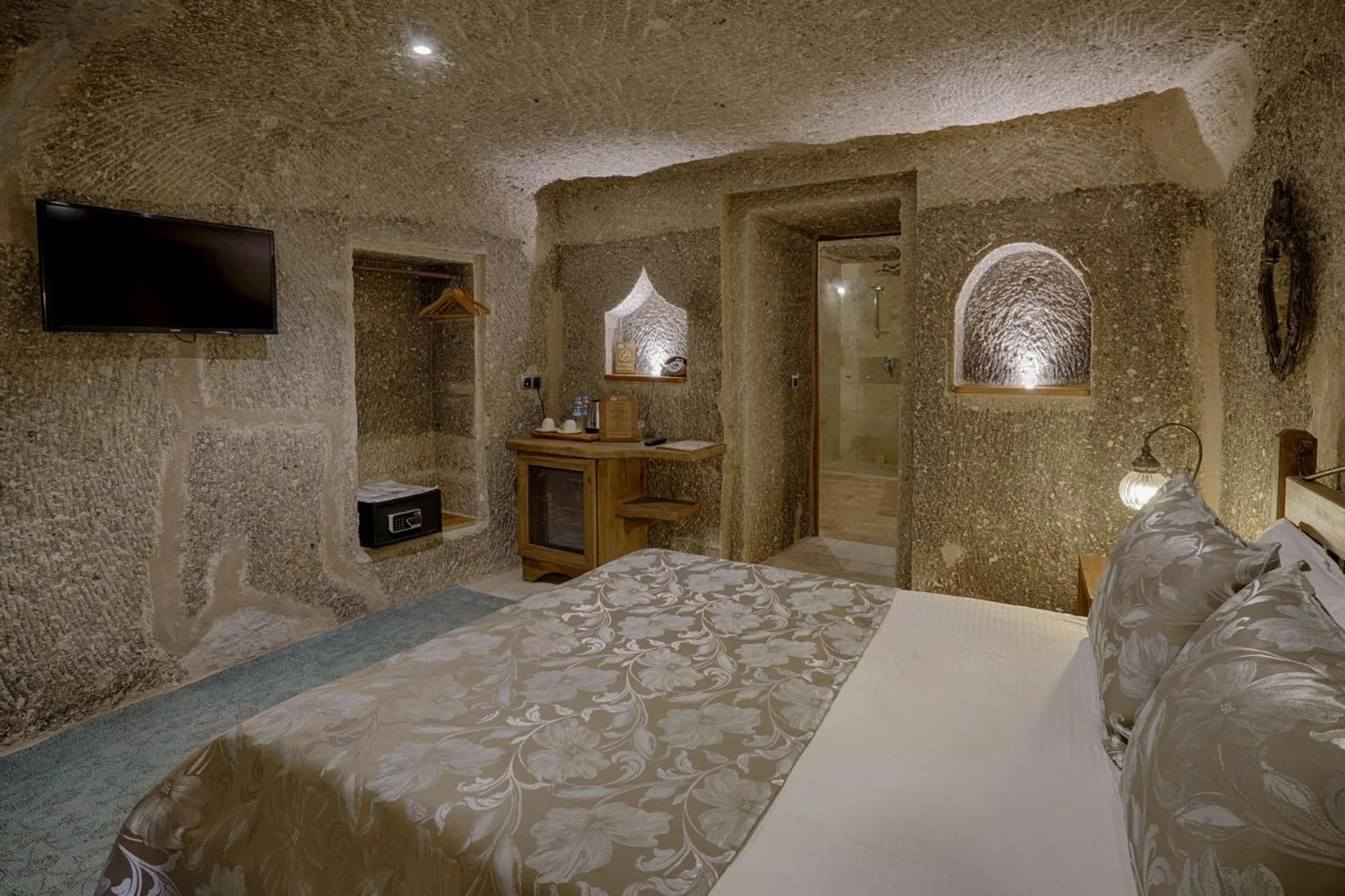 Bed in Hera Cave Suites
