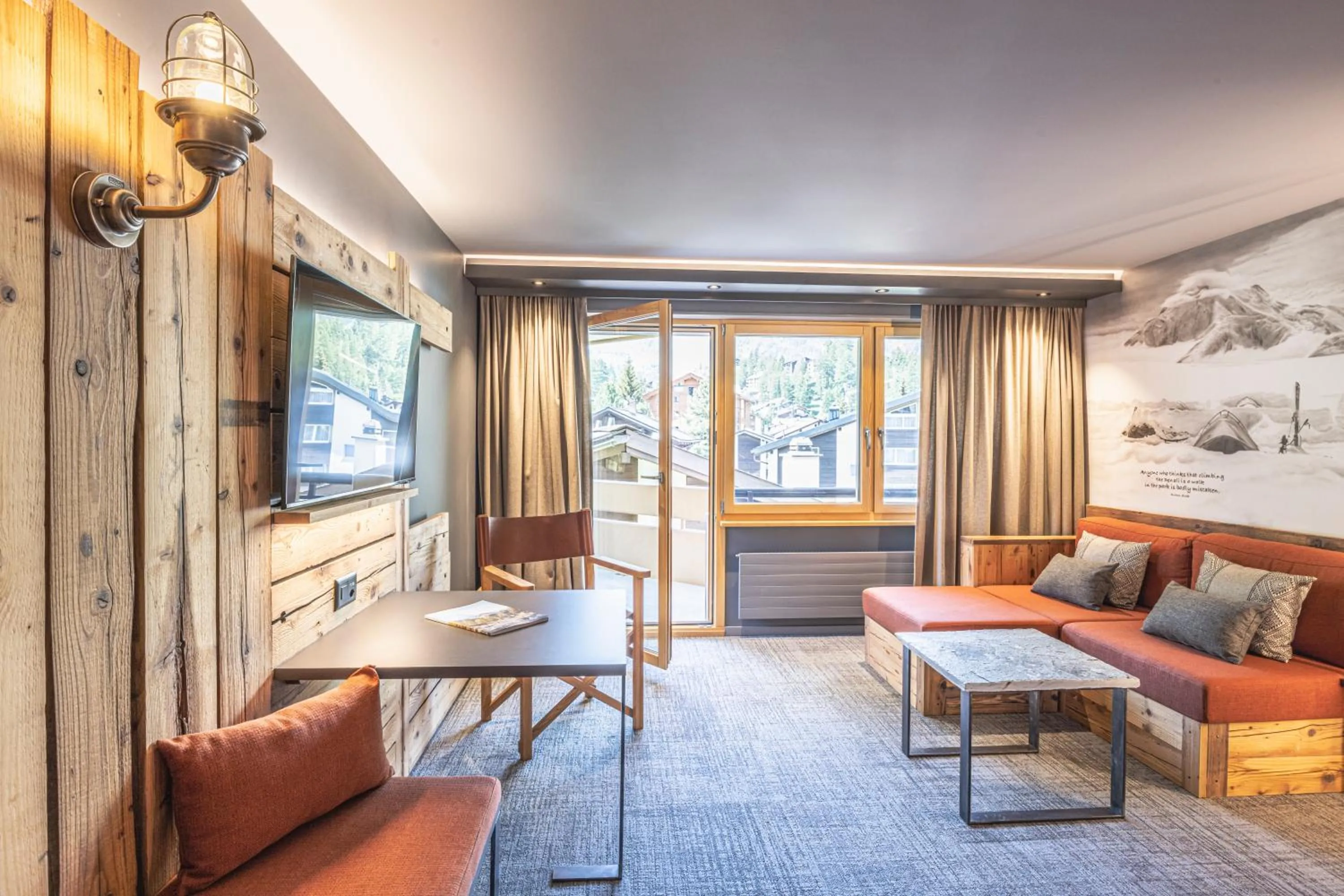 Seating area in BaseCamp Hotel