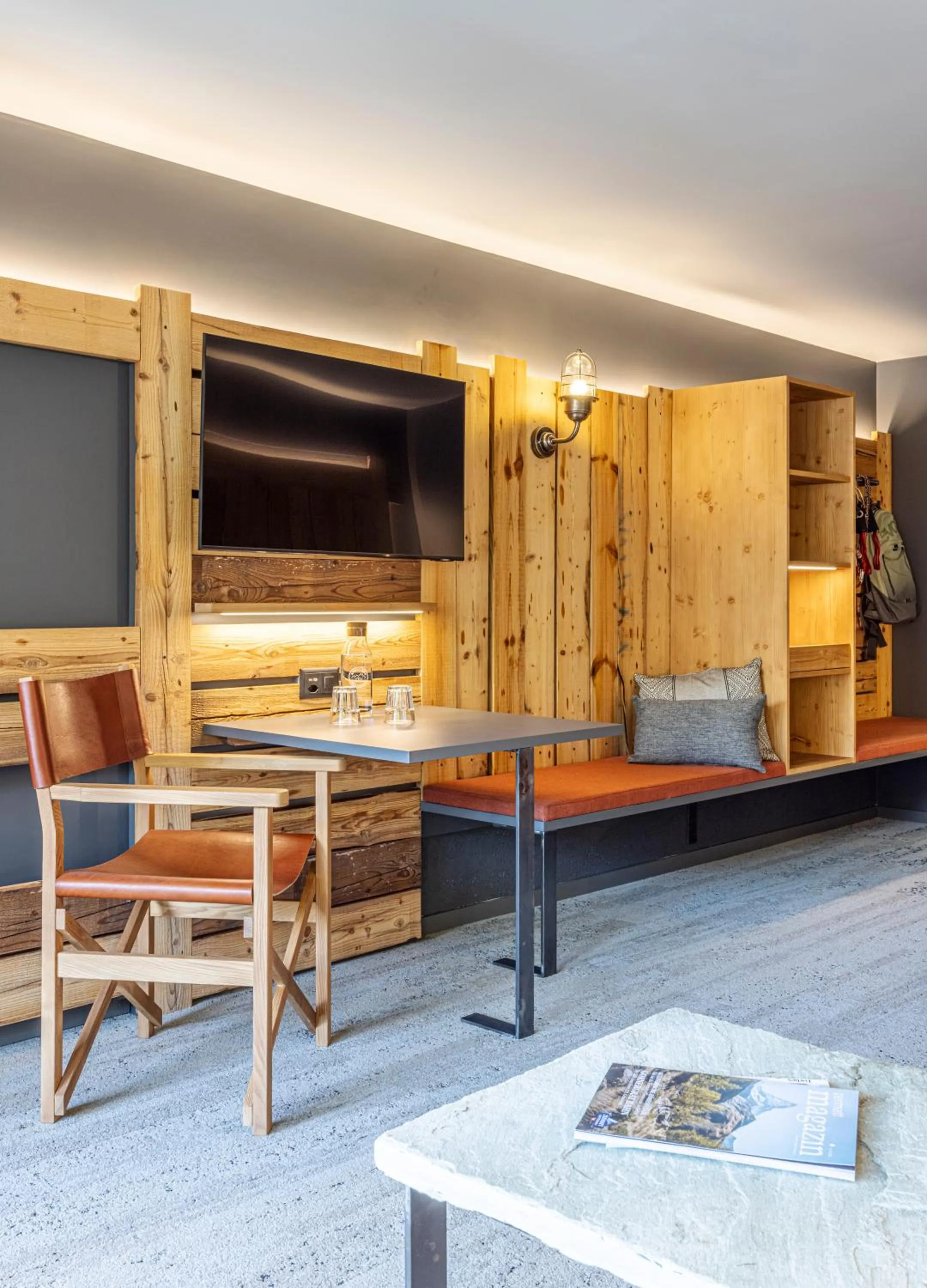 Seating area in BaseCamp Hotel